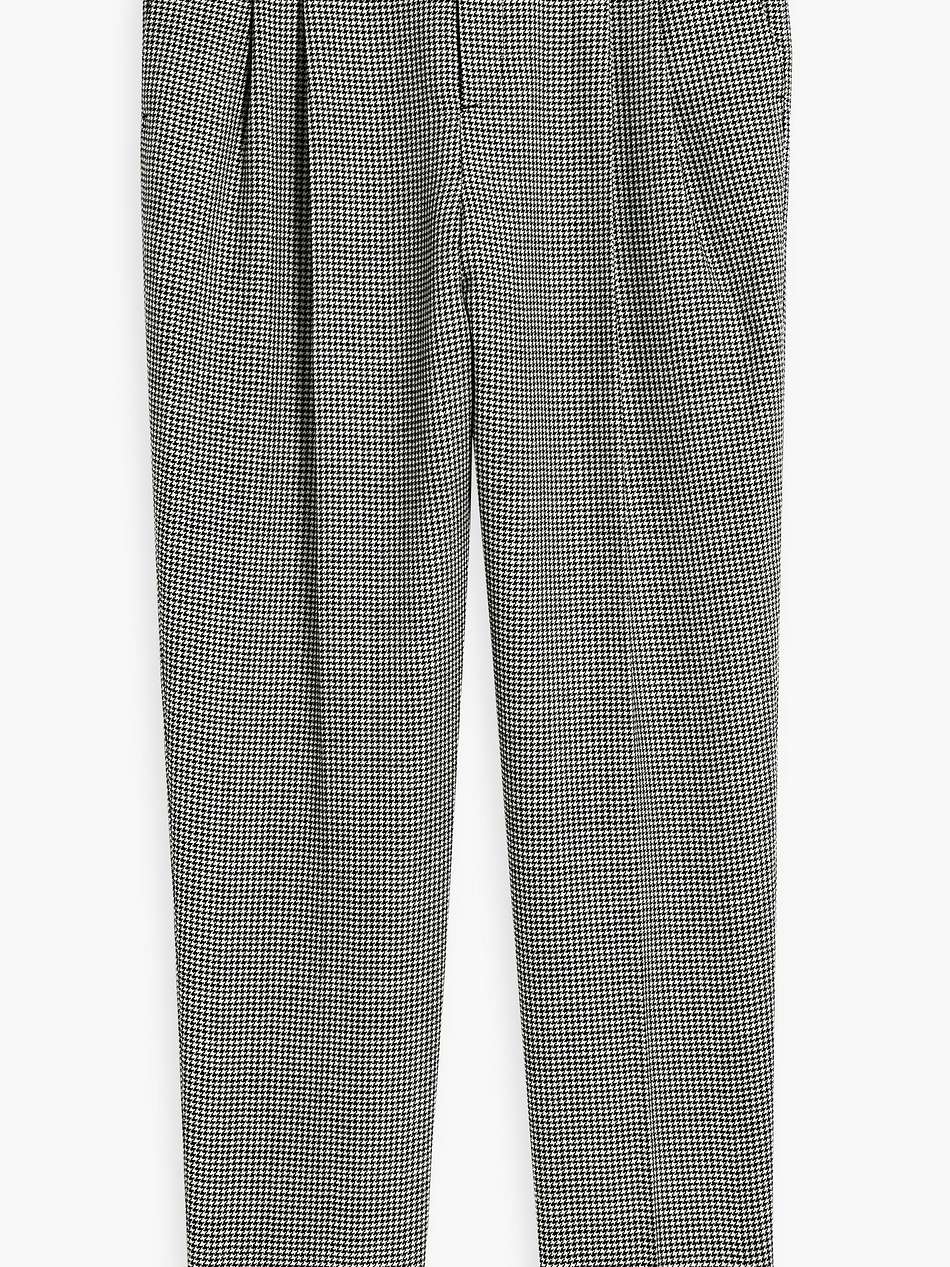 pleated houndstooth wool-tweed tapered pants