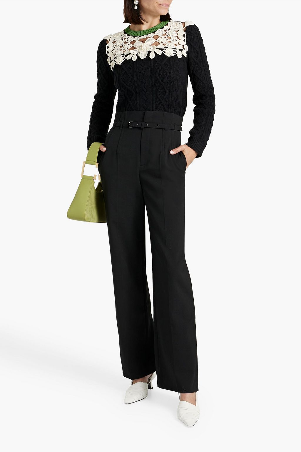 REDVALENTINO Belted grain de poudre straight-leg pants