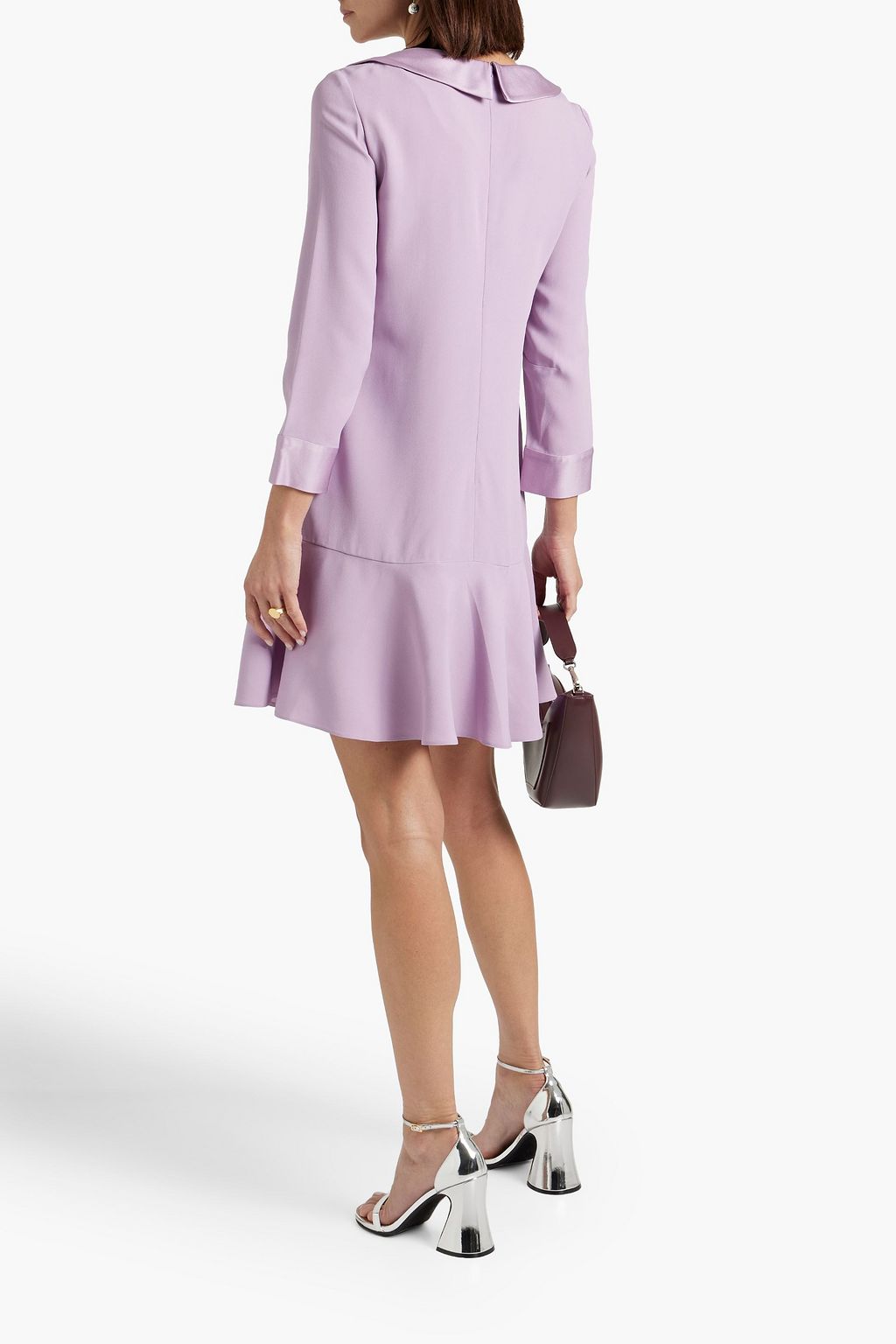 REDVALENTINO Satin-trimmed ruffled crepe mini dress