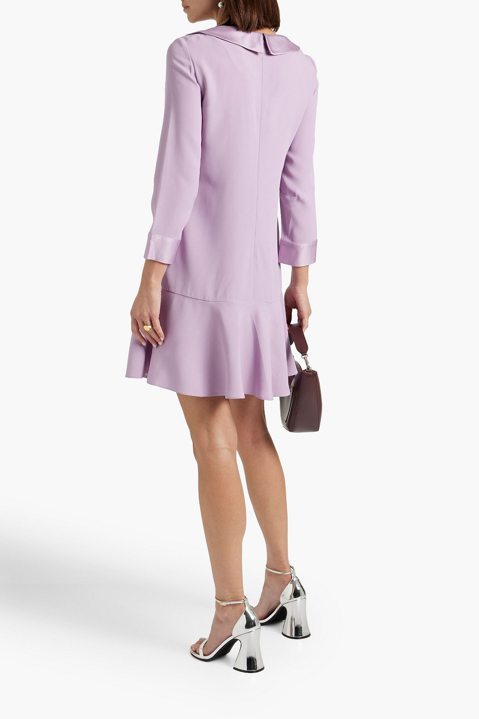 Red Valentino Satin-trimmed Ruffled Crepe Mini Dress In Lilac