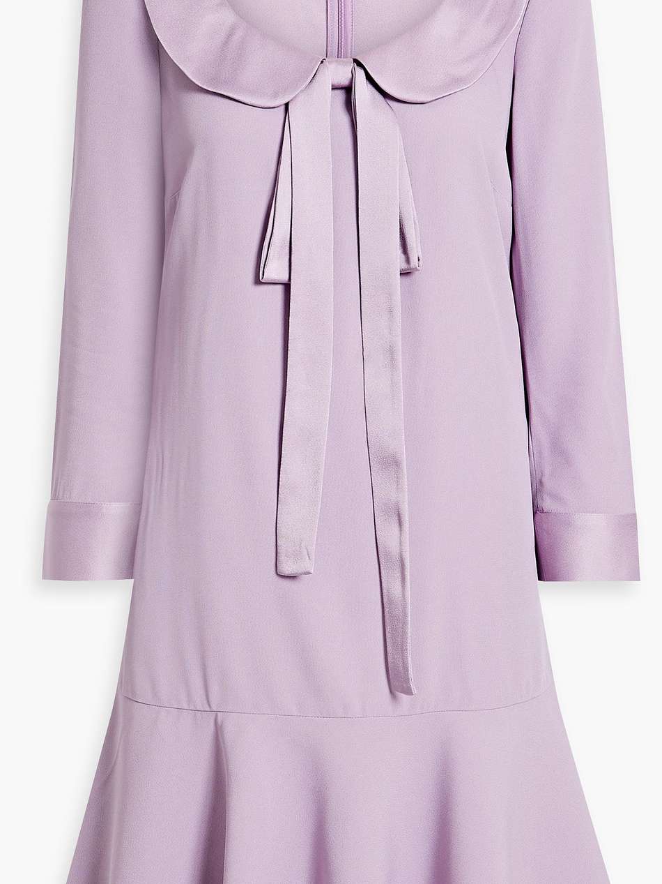 satin-trimmed ruffled crepe mini dress