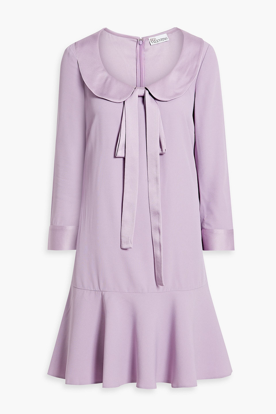 Red Valentino Satin-trimmed Ruffled Crepe Mini Dress In Lilac