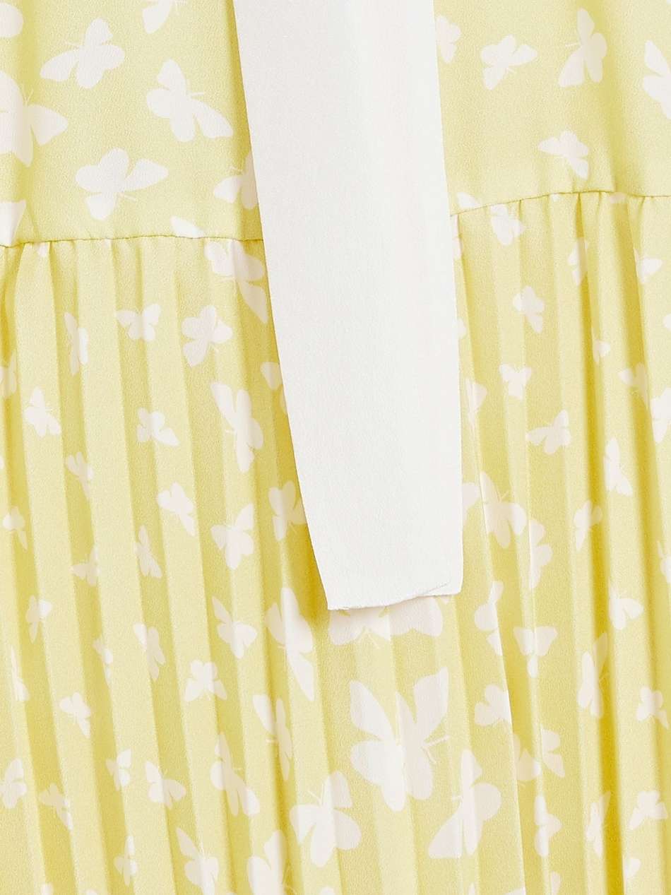 pleated crepe midi dress