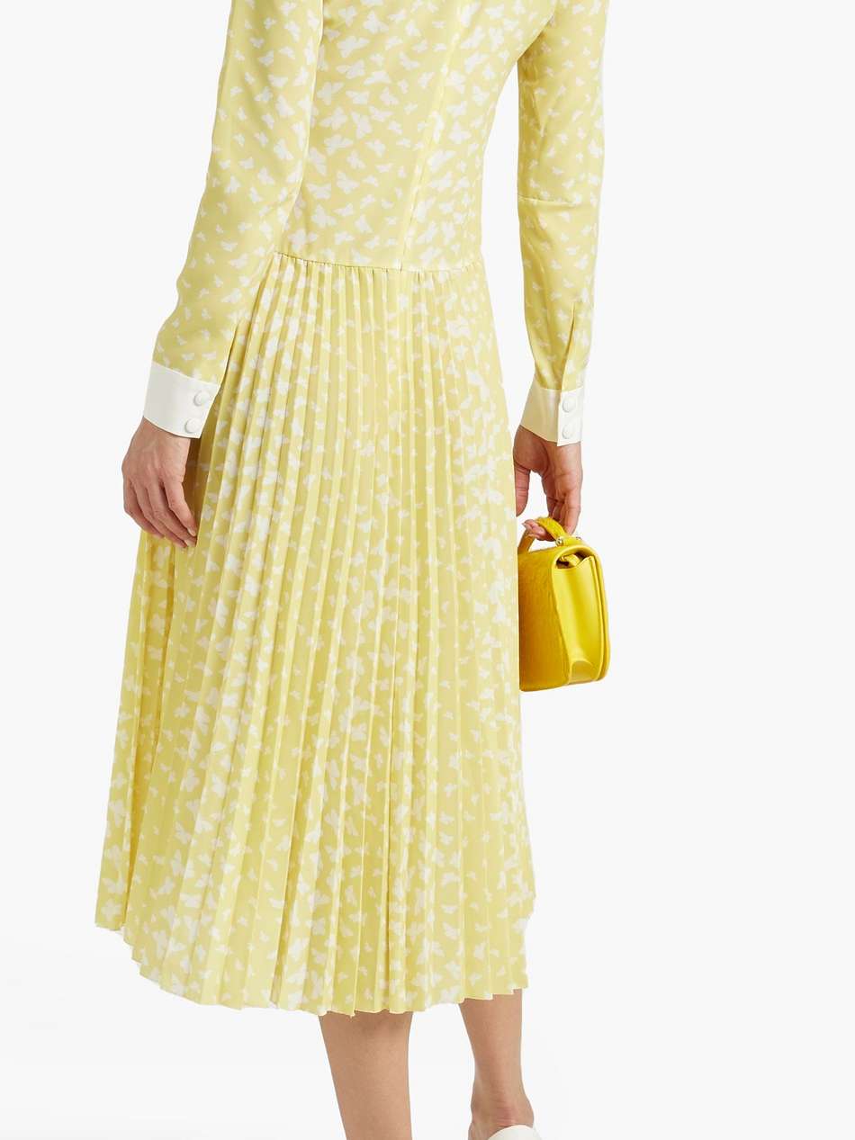 pleated crepe midi dress
