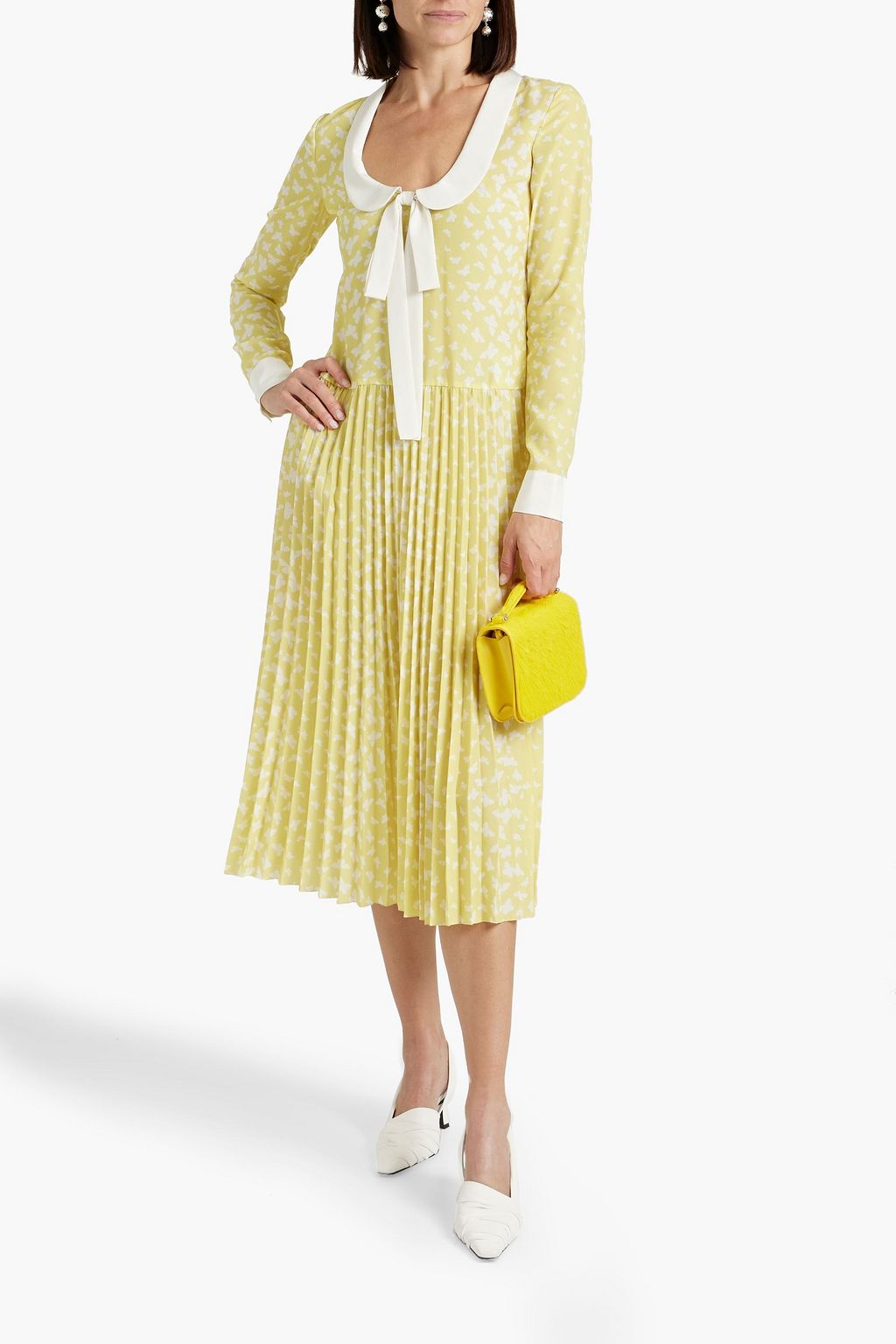 REDVALENTINO Pleated crepe midi dress