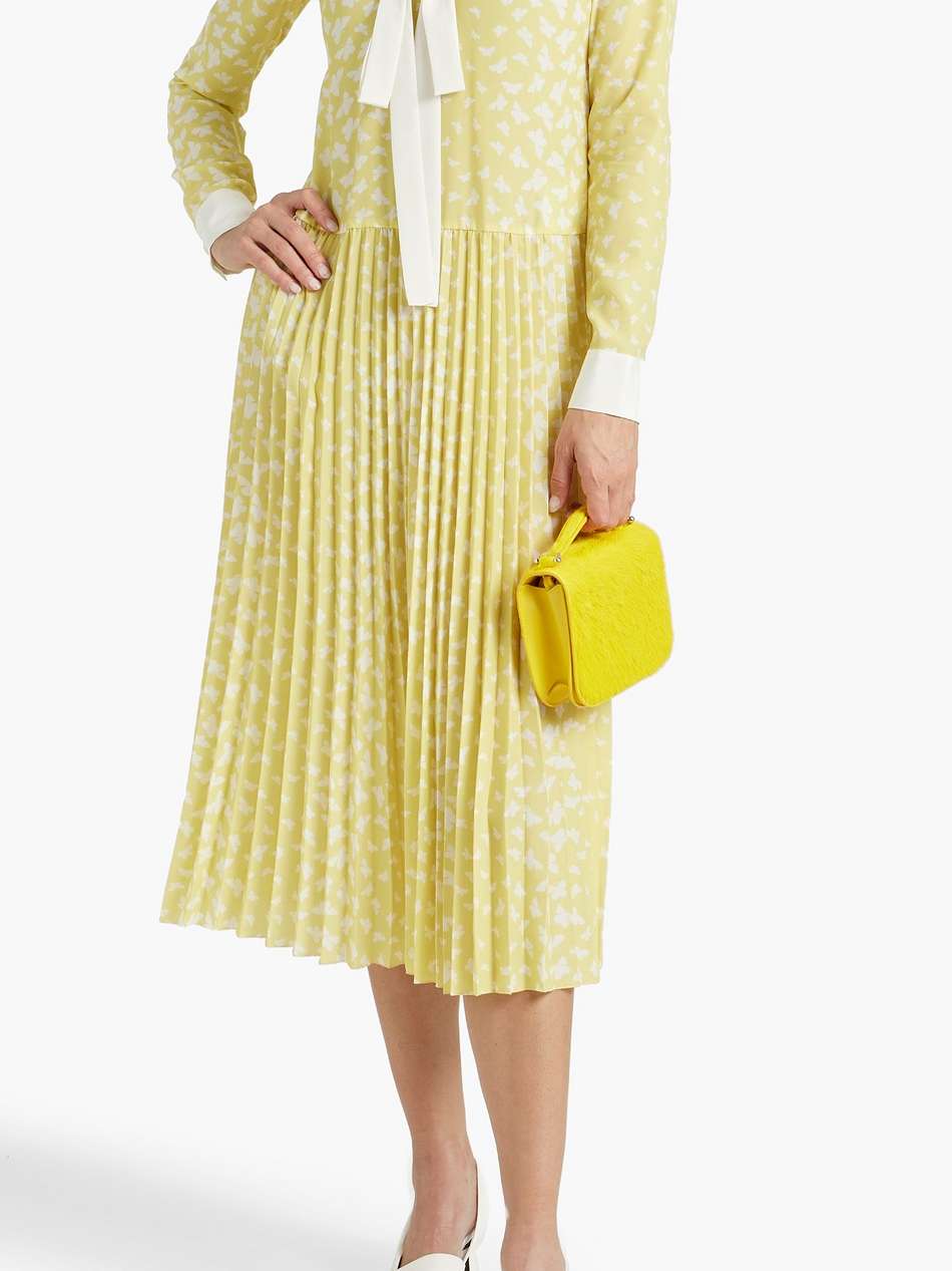 pleated crepe midi dress