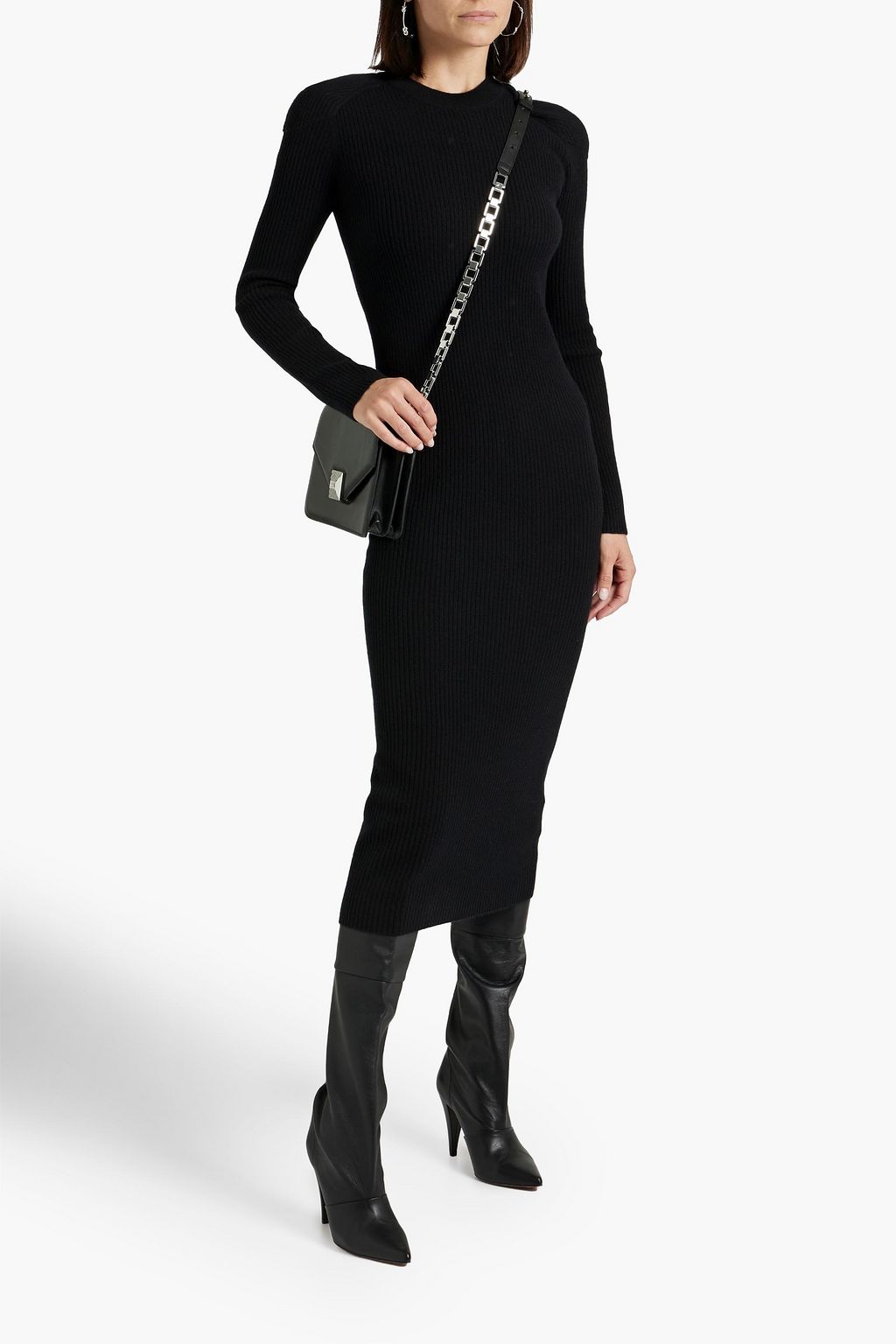 IRO Liette ribbed cashmere midi dress