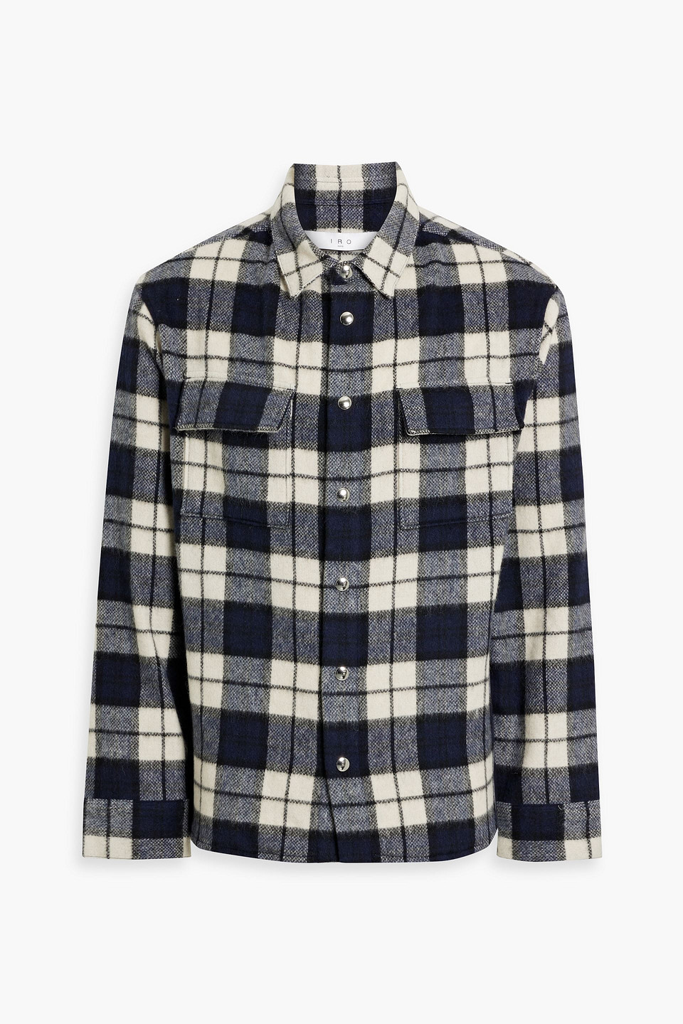 Iro Garnetr Checked Wool-blend Flannel Overshirt In Navy