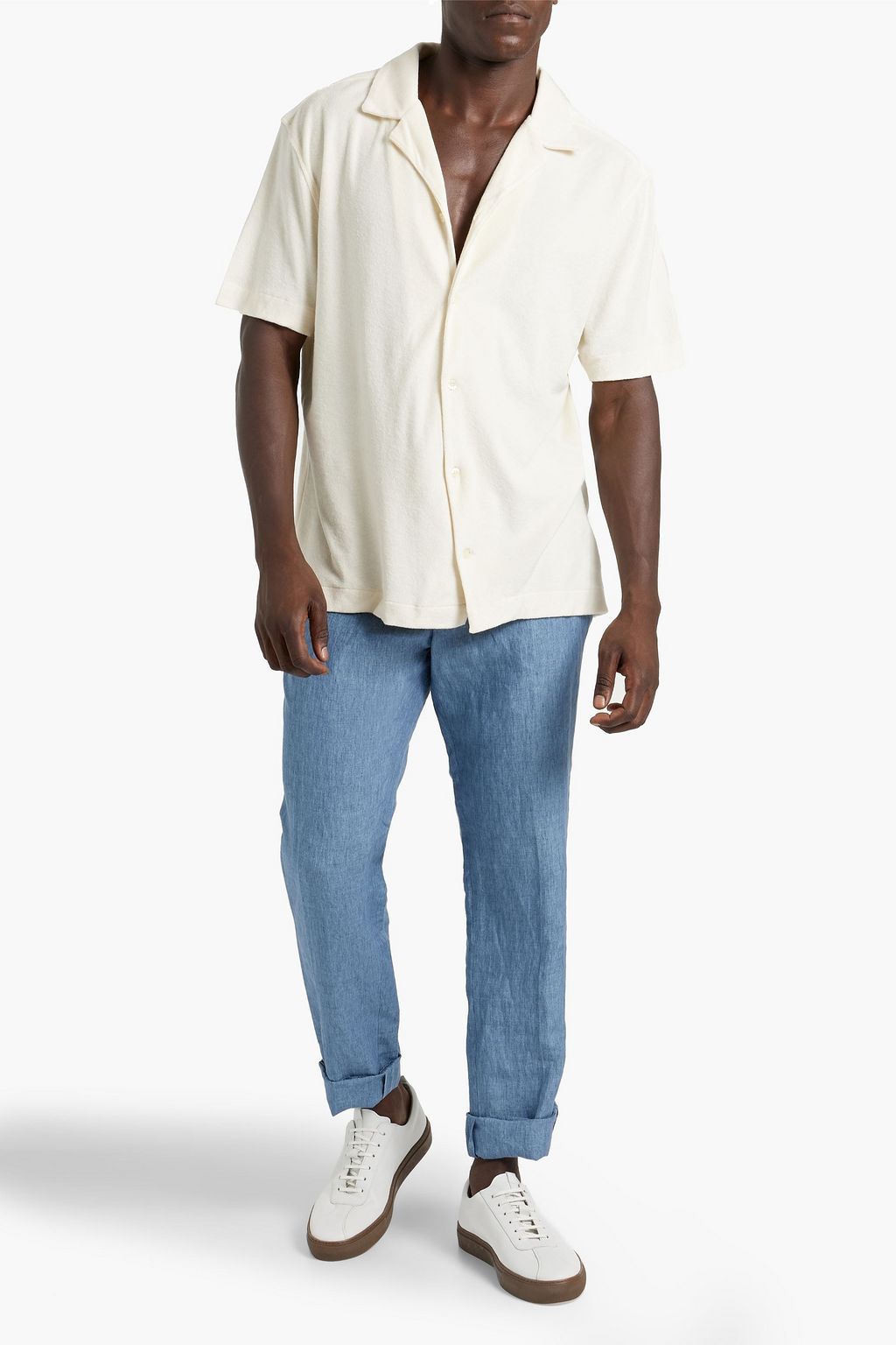FRESCOBOL CARIOCA Roberto cotton, Lyocell and linen-blend terry shirt
