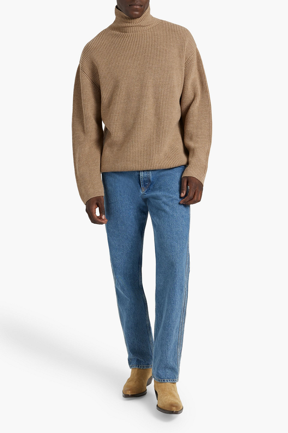 Shop Iro Valens Ribbed Merino Wool Turtleneck Sweater In Camel