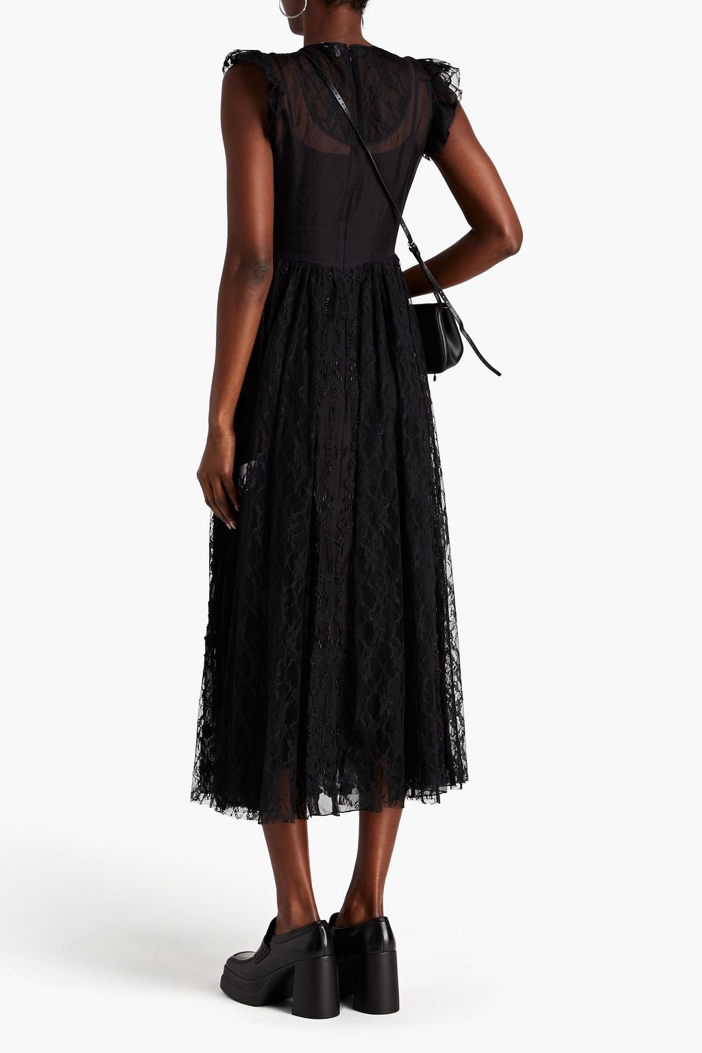 REDVALENTINO Organza-paneled embellished  lace midi dress