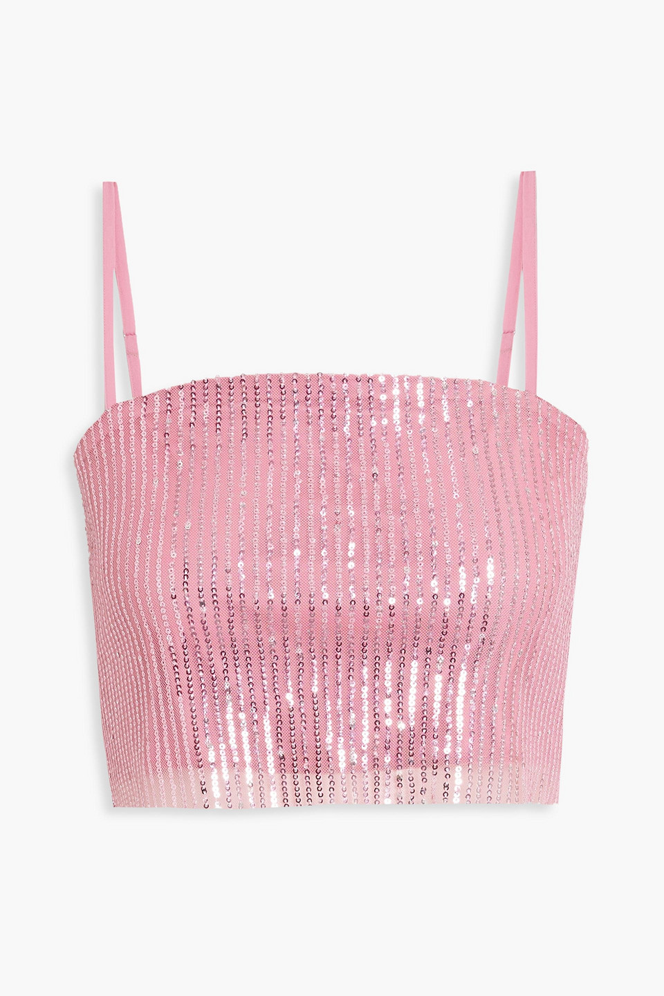 Shop Walter Baker Chellie Cropped Sequined Stretch-mesh Tank In Pink