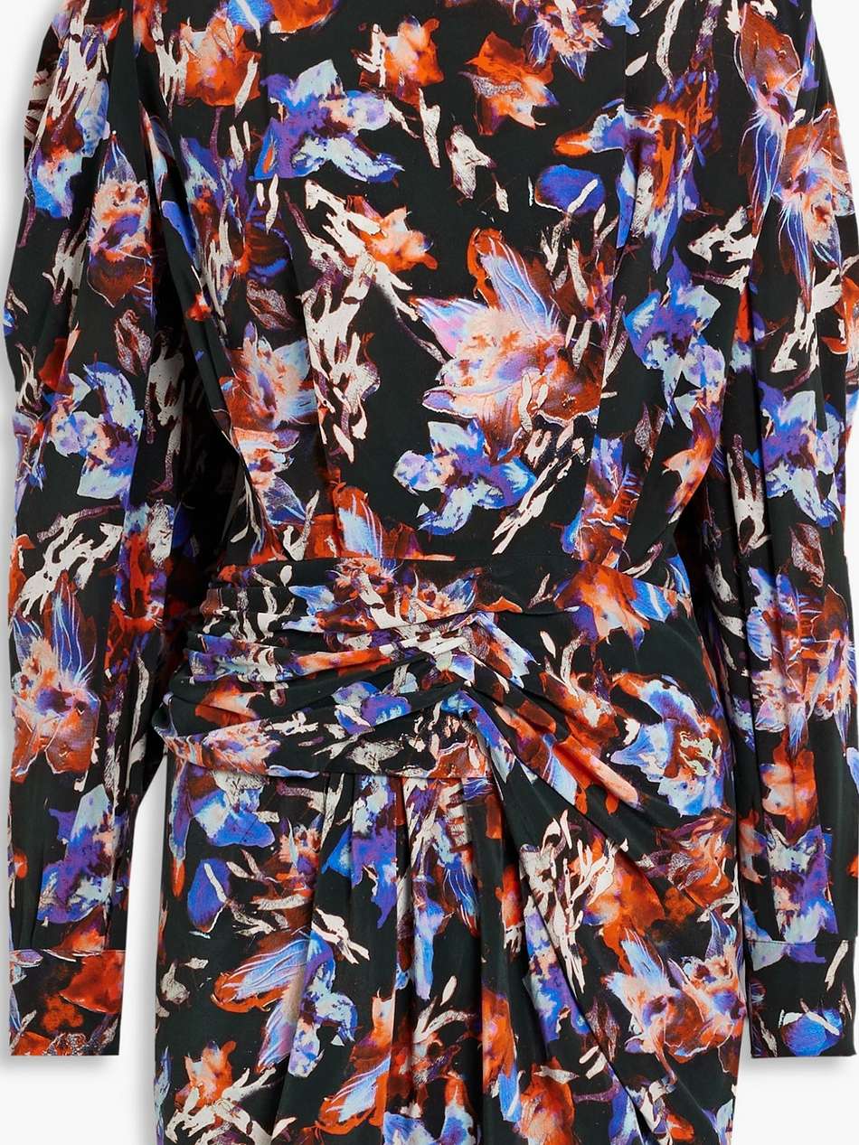 merera ruched printed crepe mini dress
