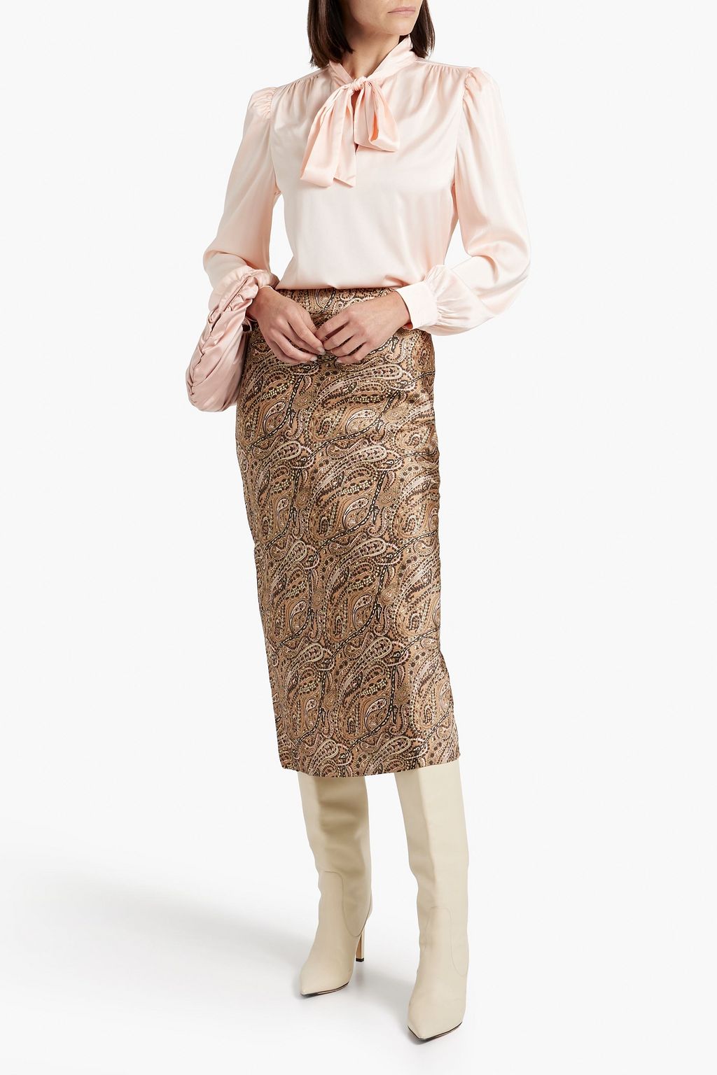 WALTER BAKER Duchess pussy-bow satin blouse