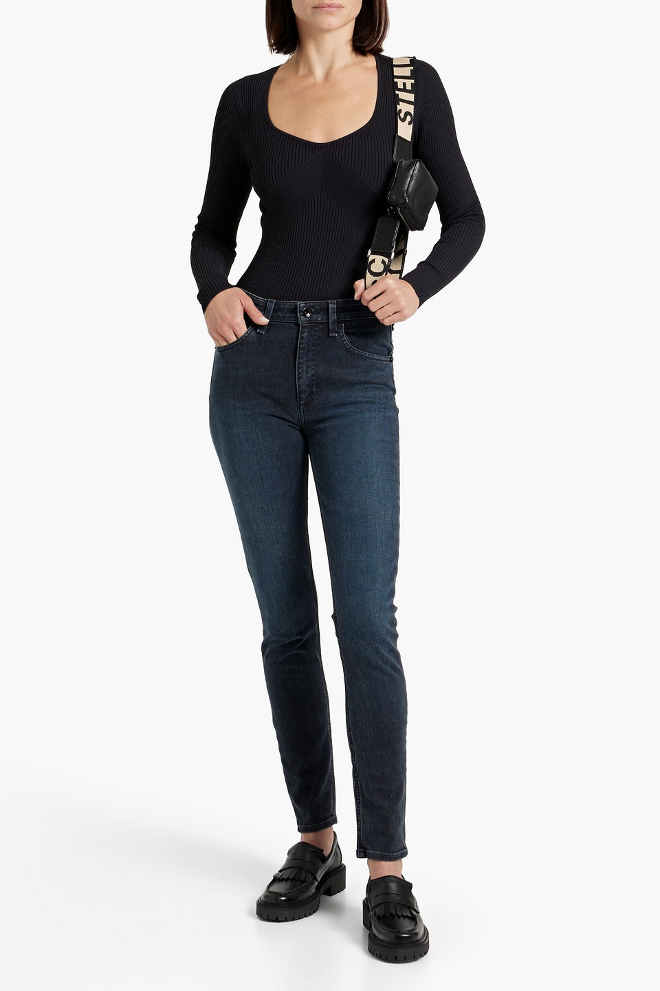 Shop Rag & Bone Nina High-rise Skinny Jeans In Dark Denim