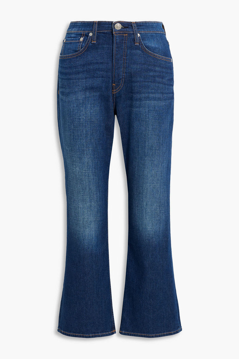 Rag & Bone Maya Cropped High-rise Flared Jeans In Mid Denim