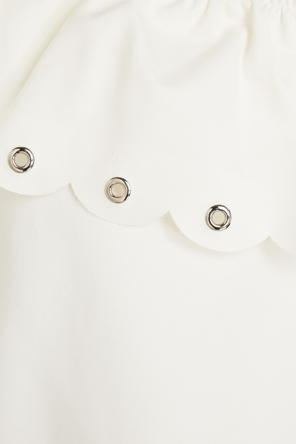 Red One-shoulder Embellished Ruffled Cotton-blend Crepe Mini Dress In Weiss