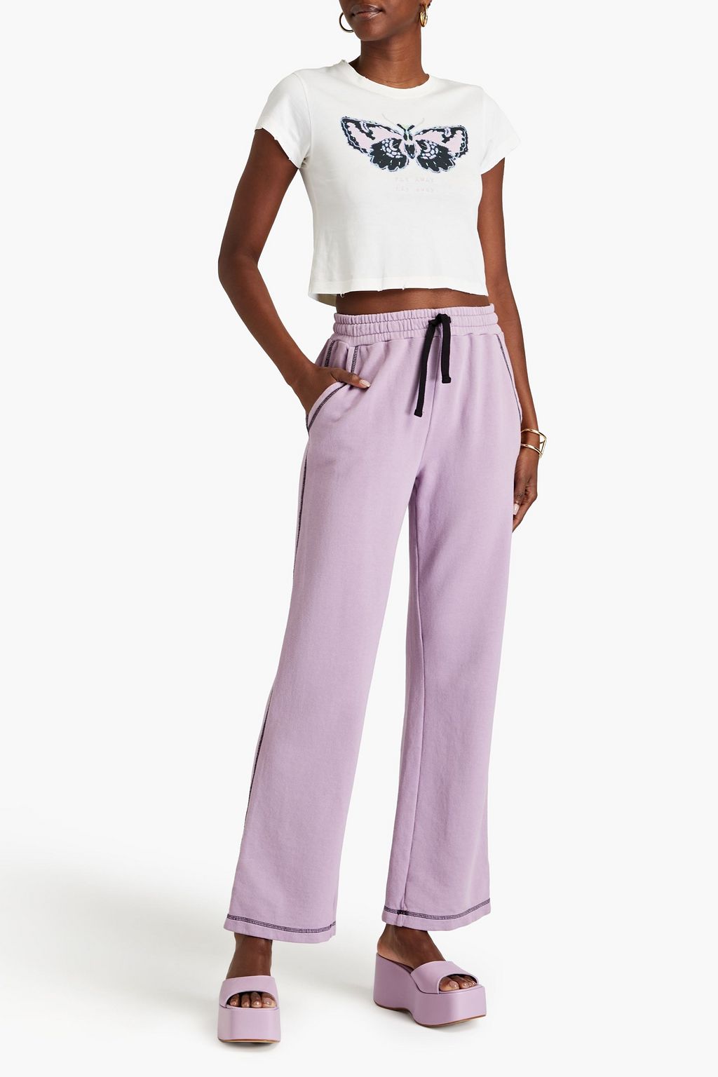 REDVALENTINO French cotton-blend terry track pants