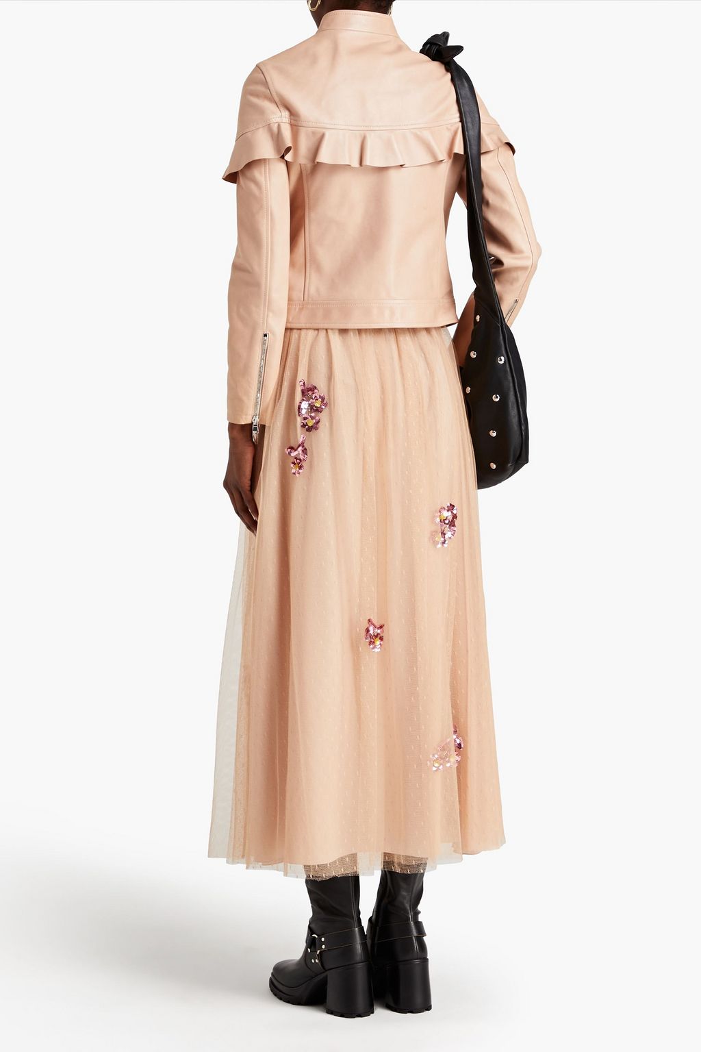 REDVALENTINO جاكيت من الجلد مزين بكشاكش