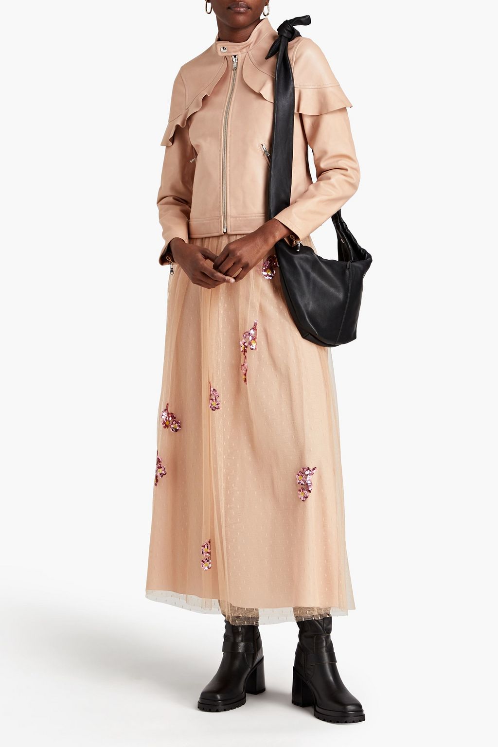 REDVALENTINO جاكيت من الجلد مزين بكشاكش