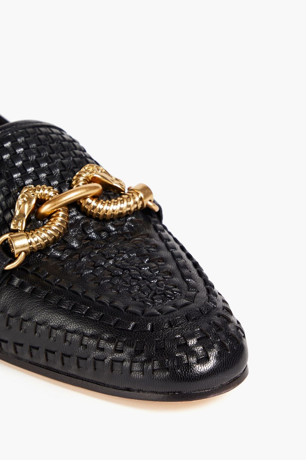 TORY BURCH Jessa embellished woven leather loafers