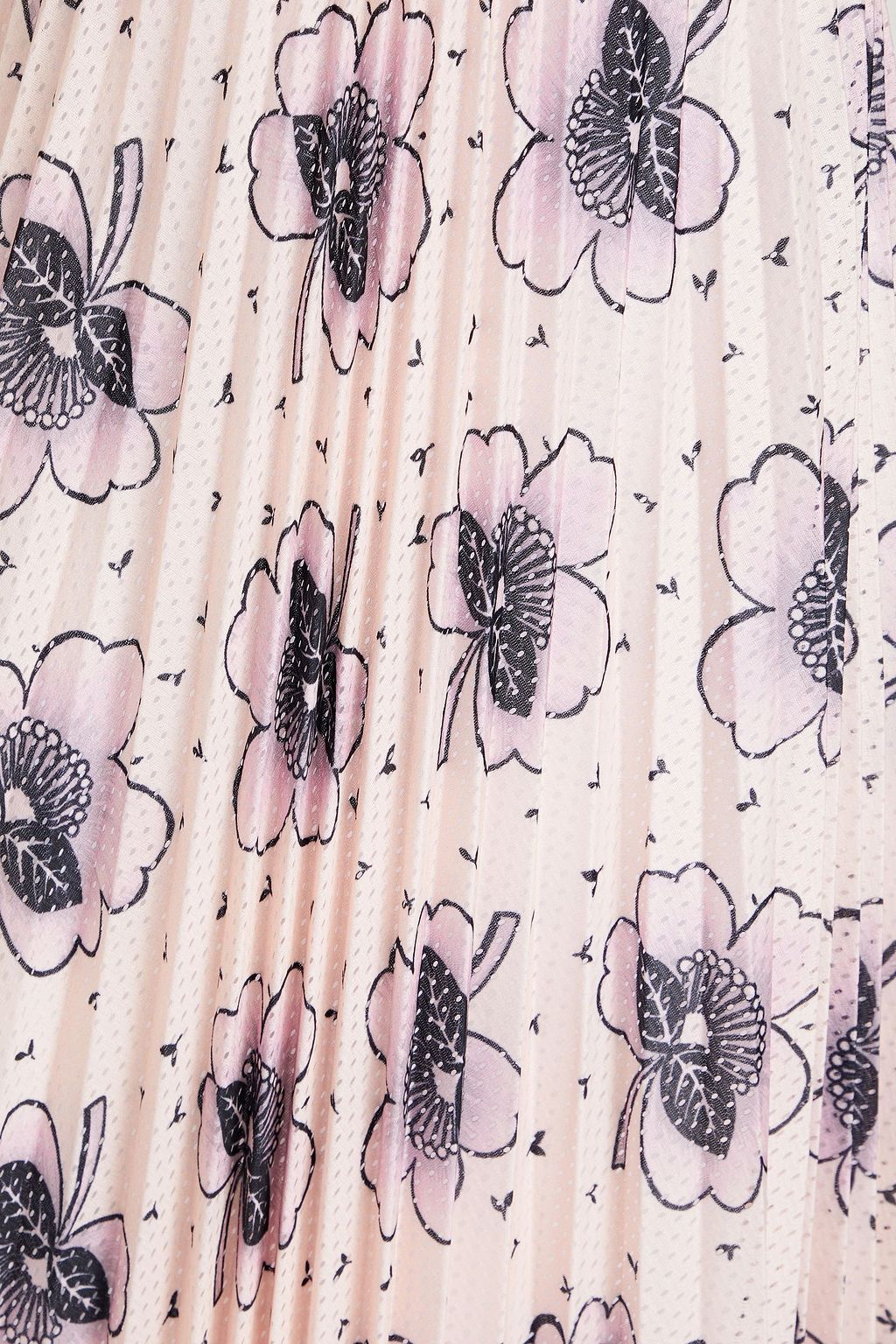REDVALENTINO فستان متوسط الطول من التول مزين بكسرات وبطبعة الأزهار