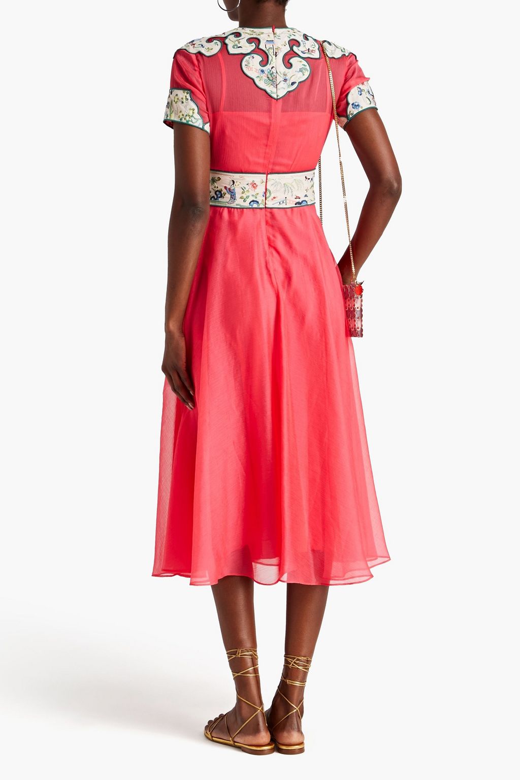 REDVALENTINO فستان متوسط الطول من الكريبون بتصميم مطرّز