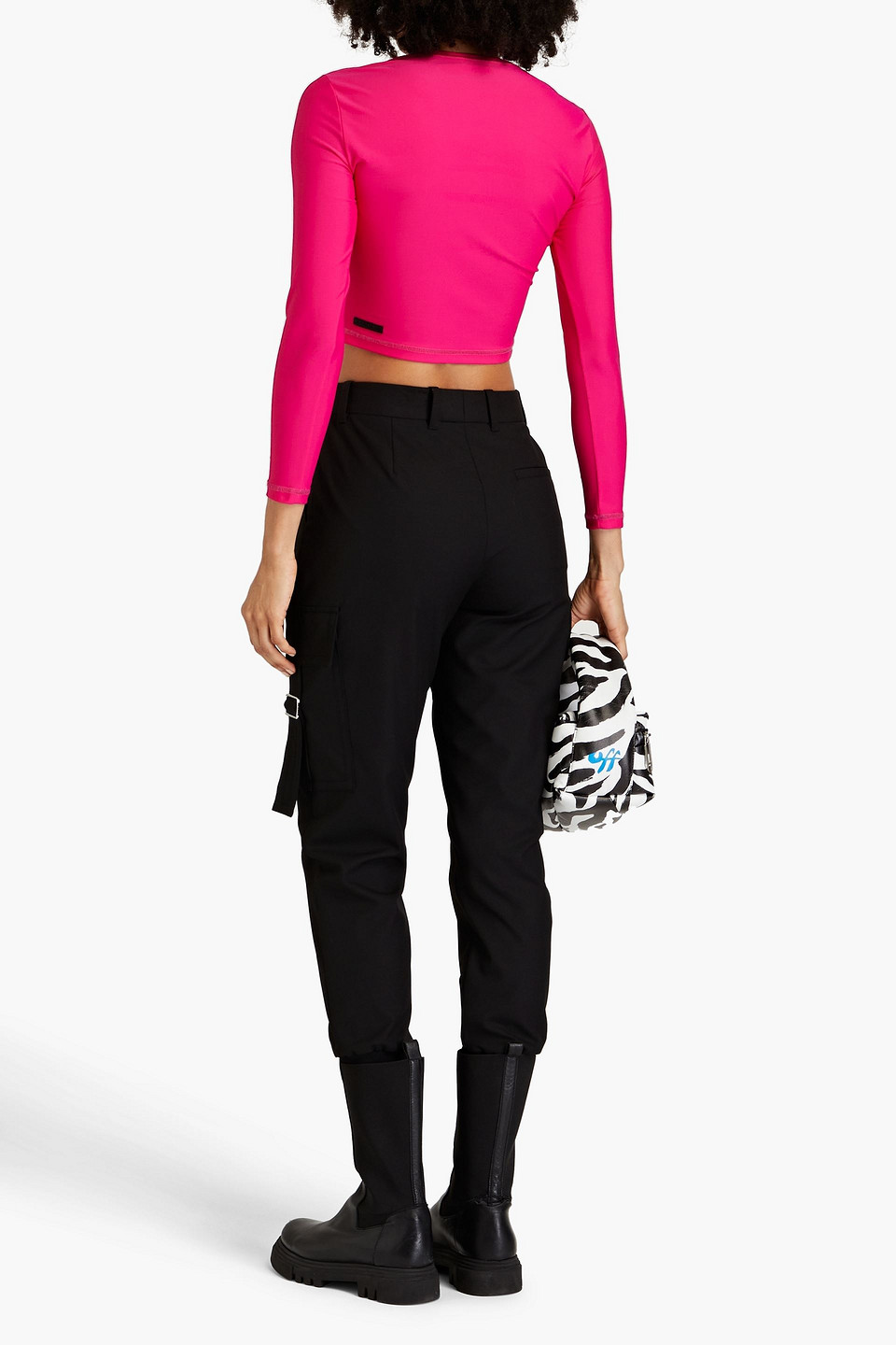 Red Valentino Cropped Stretch-jersey Top In Bright Pink