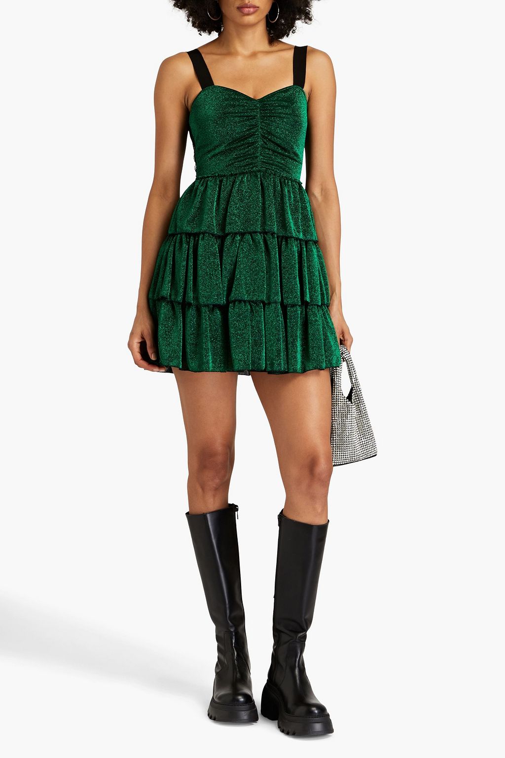 REDVALENTINO 메탈릭 니트 미니 드레스