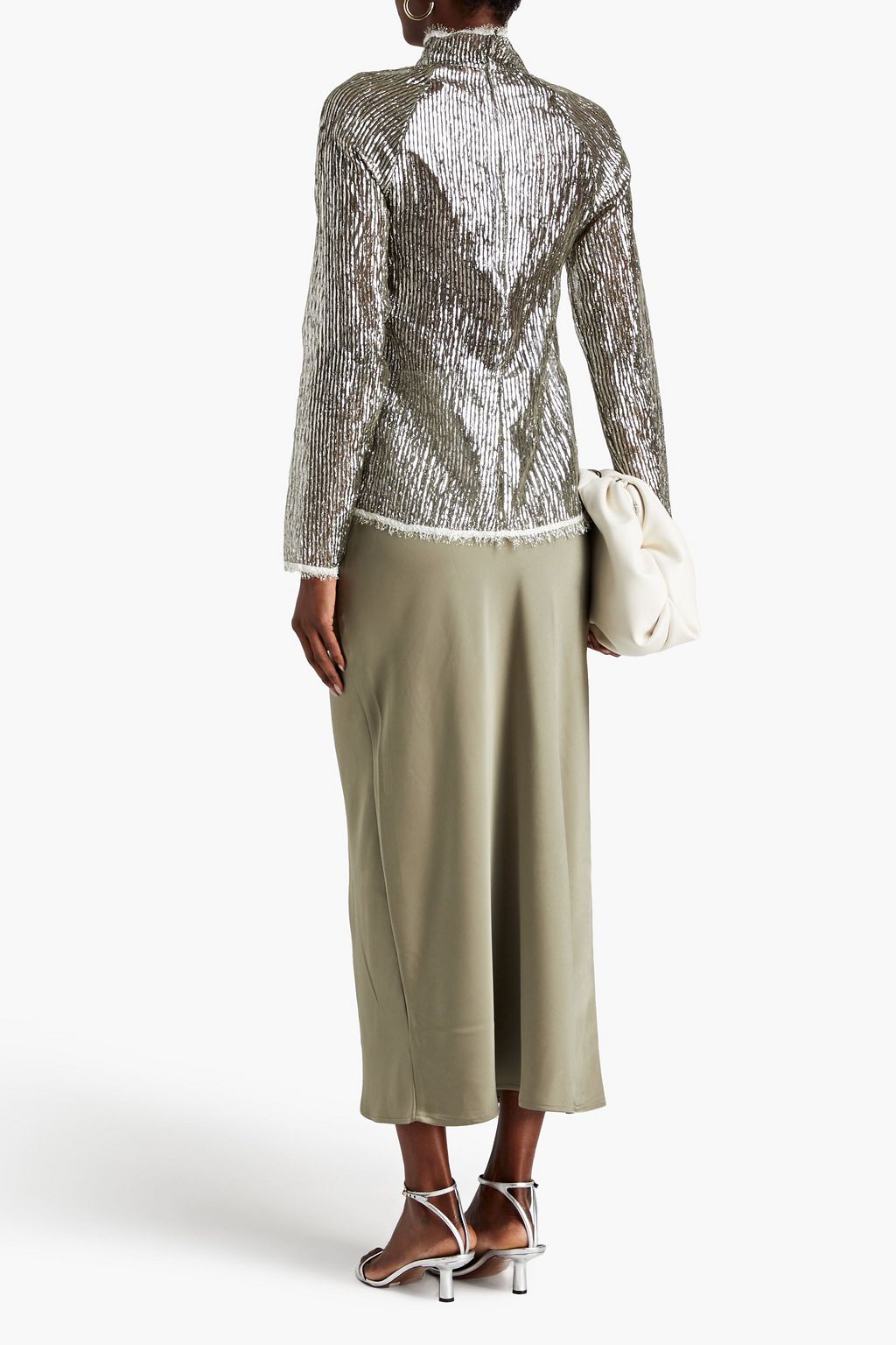 TORY BURCH Metallic fil coupé turtleneck top