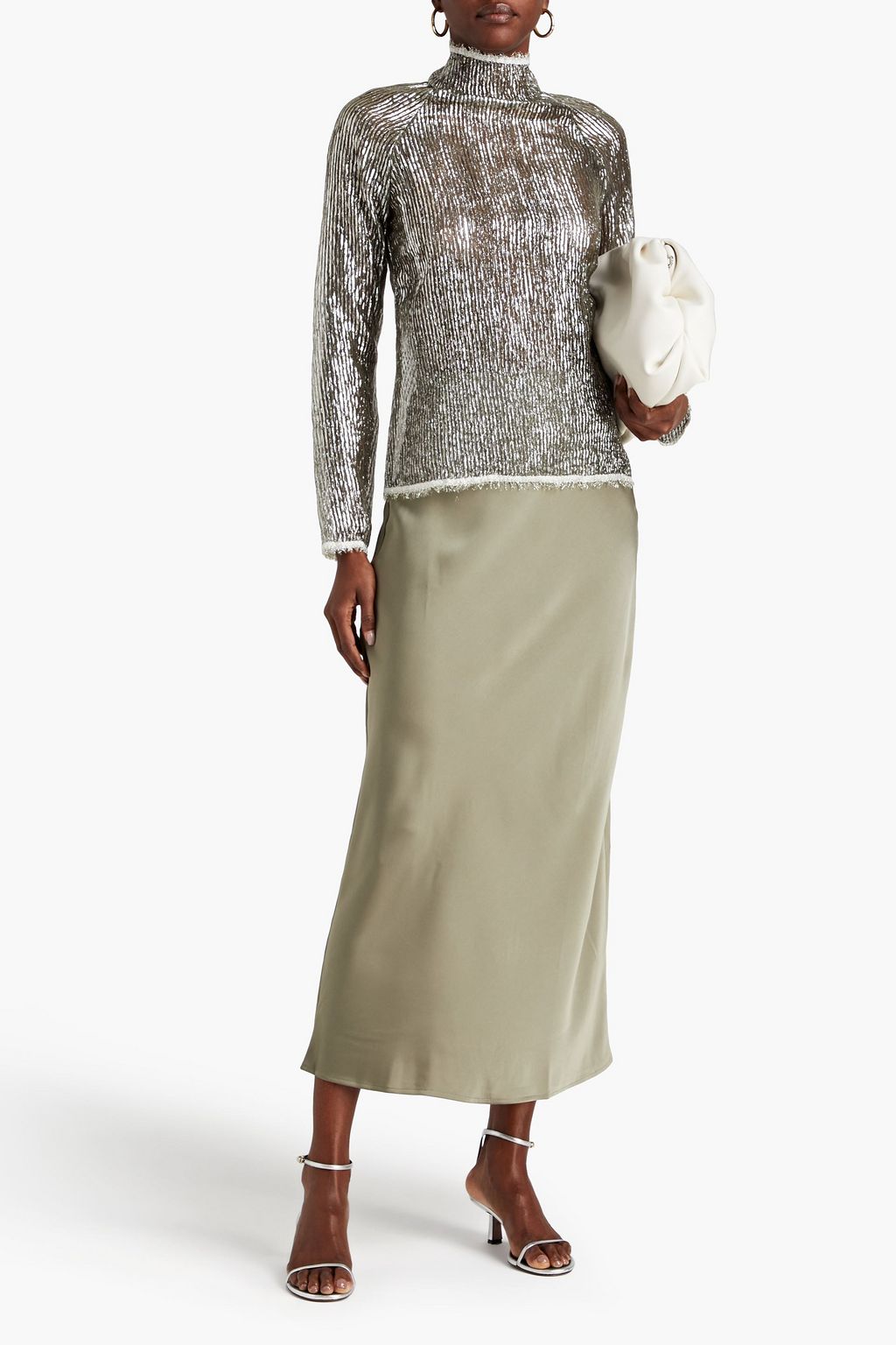 TORY BURCH Metallic fil coupé turtleneck top