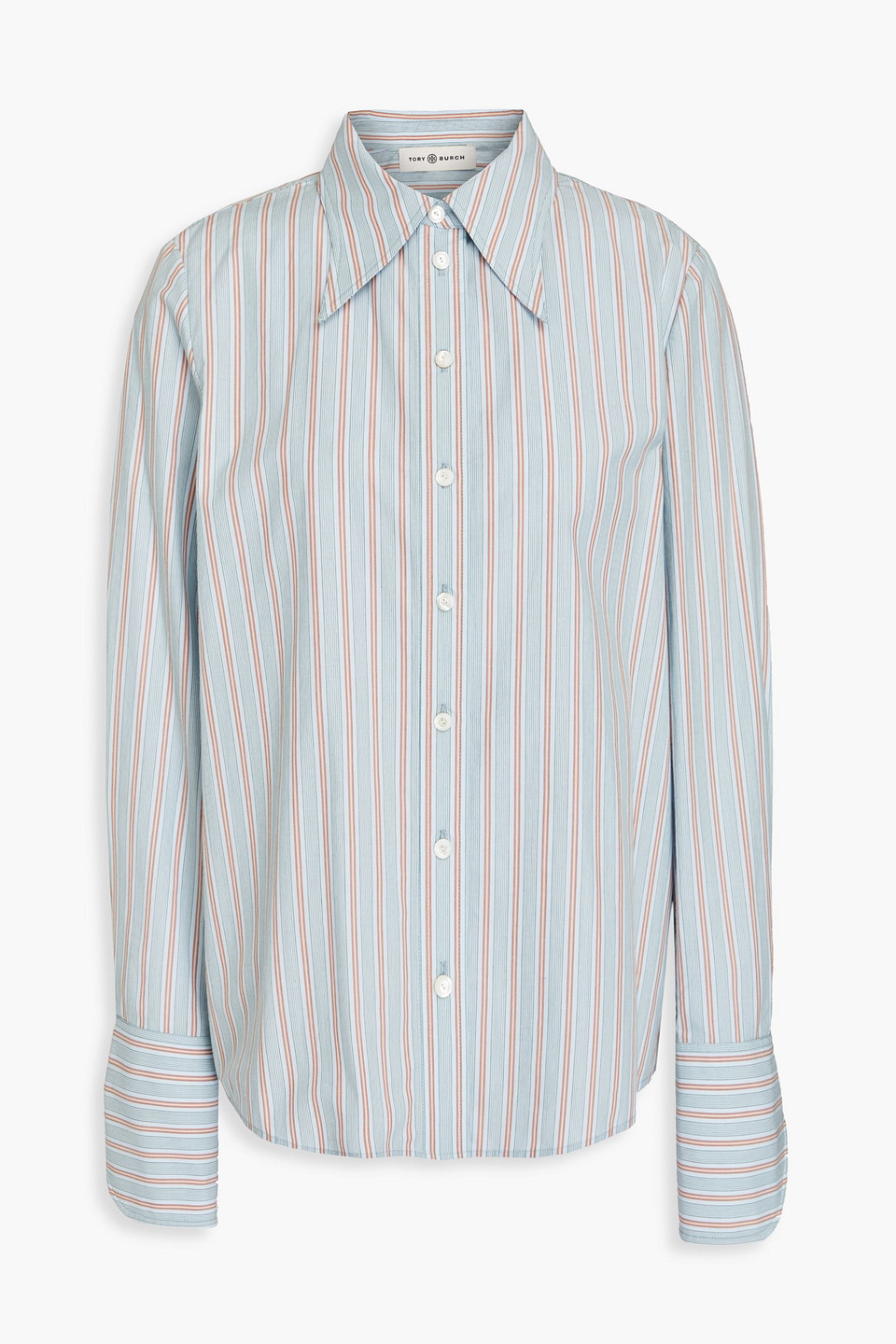 Tory Burch - Striped cotton-poplin shirt - Blue - US 10