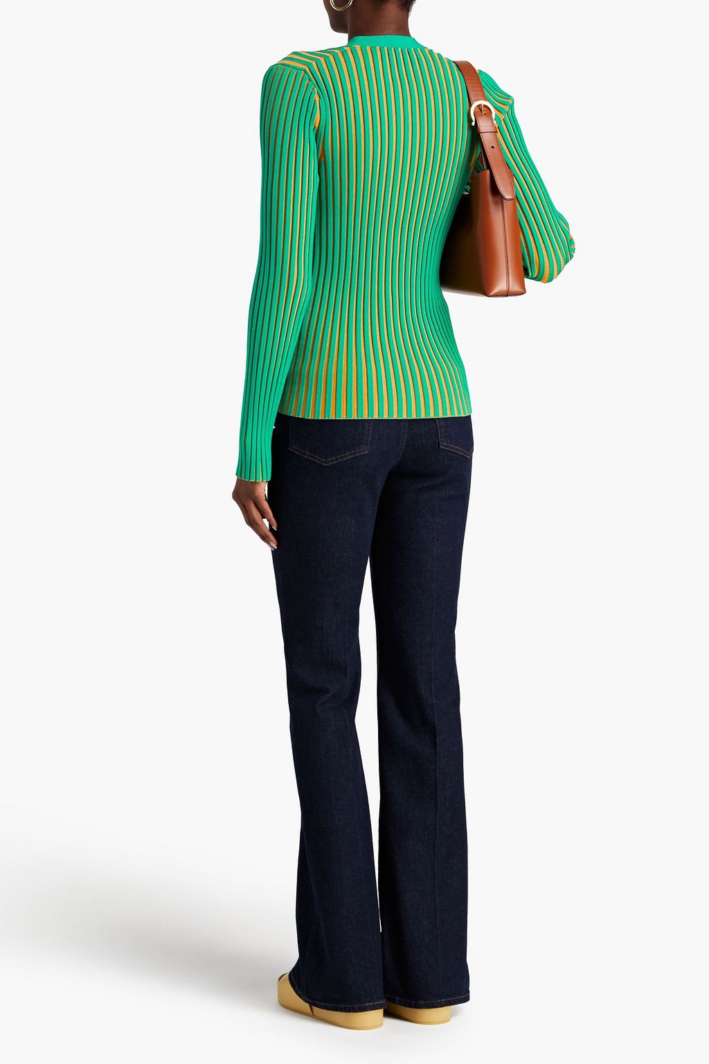 TORY BURCH Pleated jacquard-knit cardigan