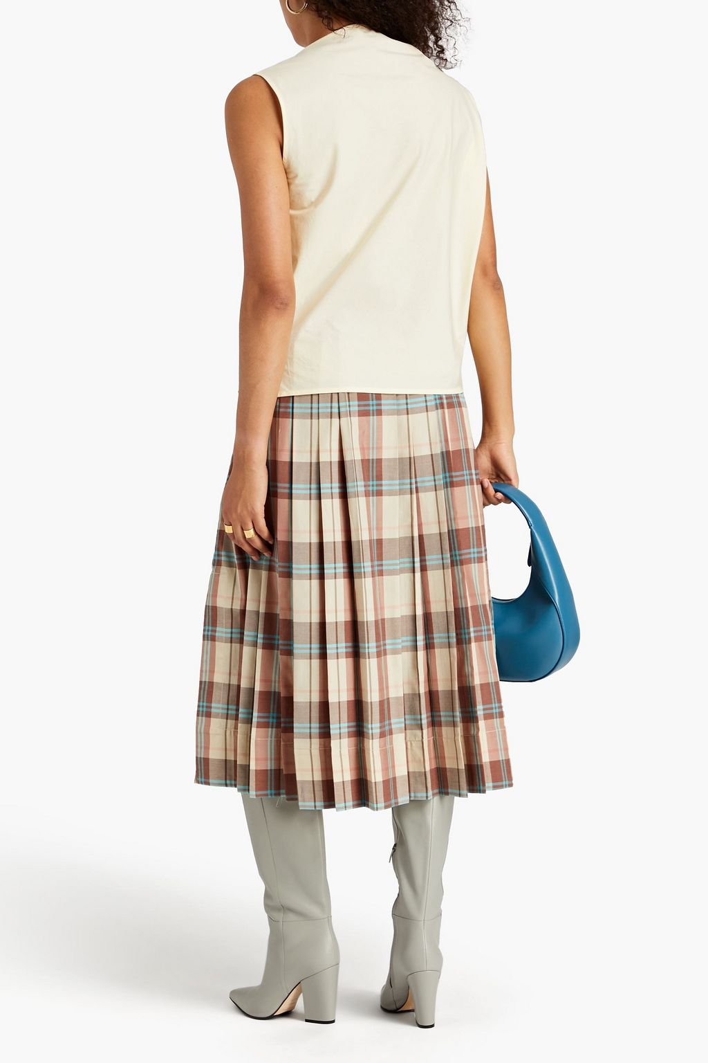 TORY BURCH Lace-up ruched cotton-poplin top
