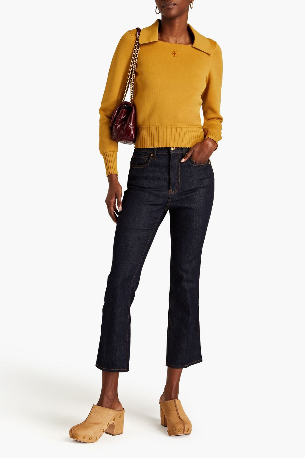 TORY BURCH Oberteil aus Stretch-Strick mit Logostickerei