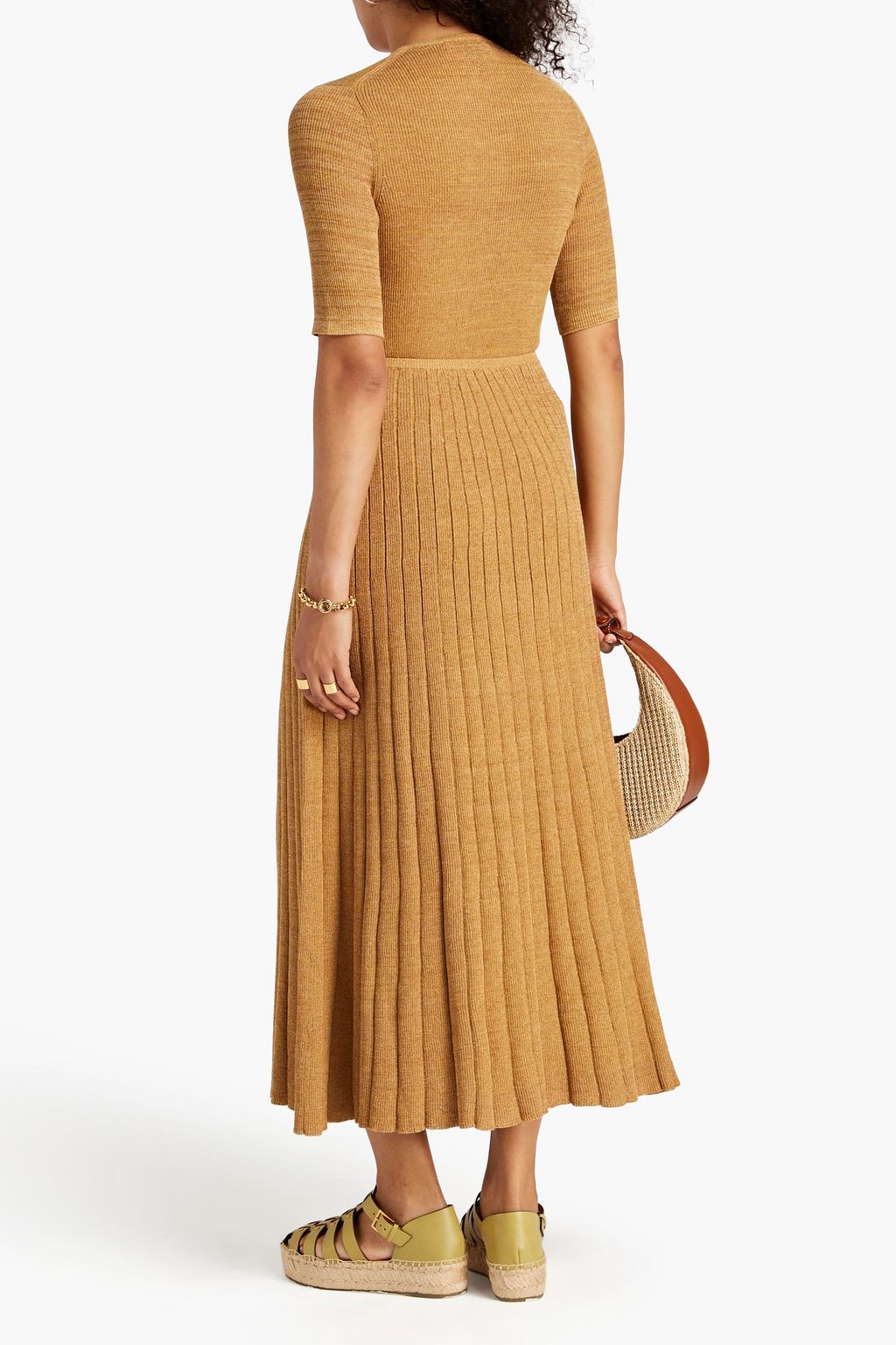 TORY BURCH リブ編みコットン混 ミディスカート