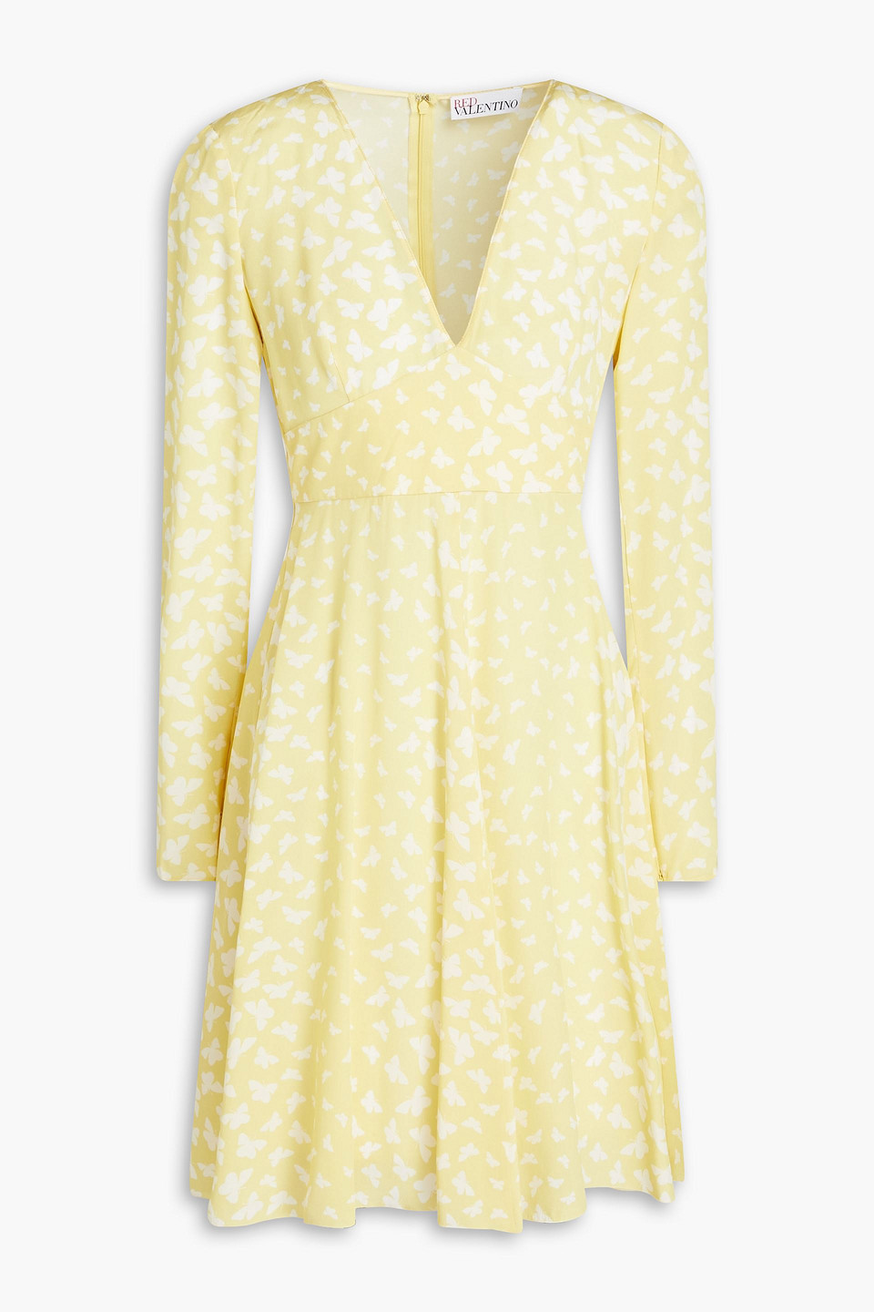 Red Valentino Printed Silk Crepe De Chine Mini Dress In Yellow