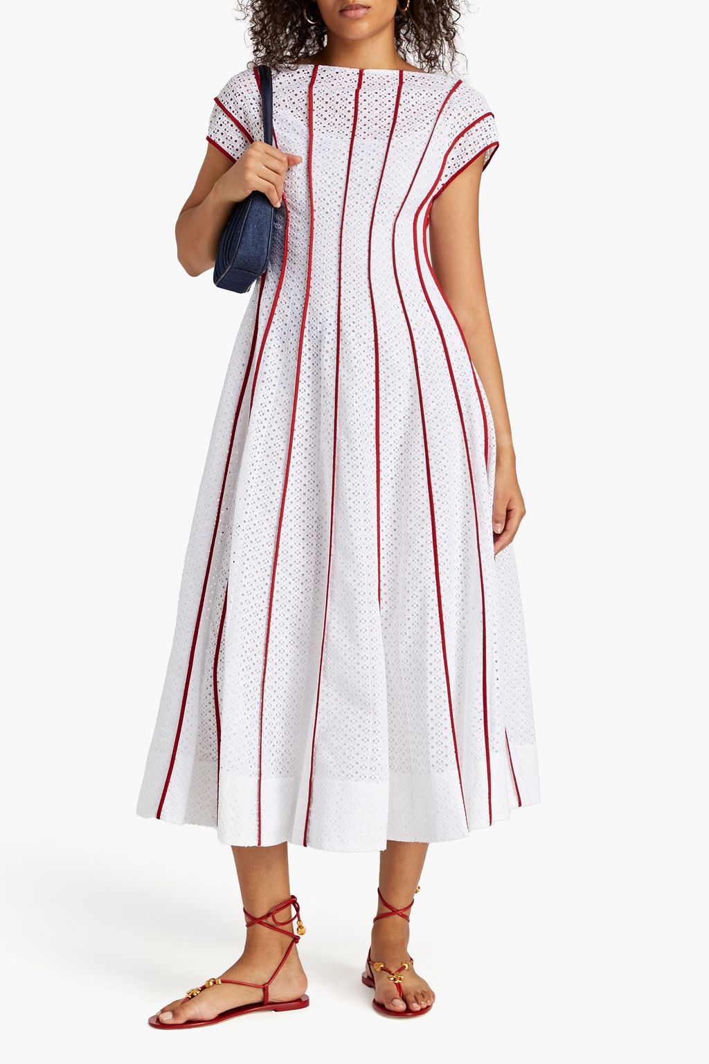 TORY BURCH 브로드리 앙글레즈 코튼 미디 드레스