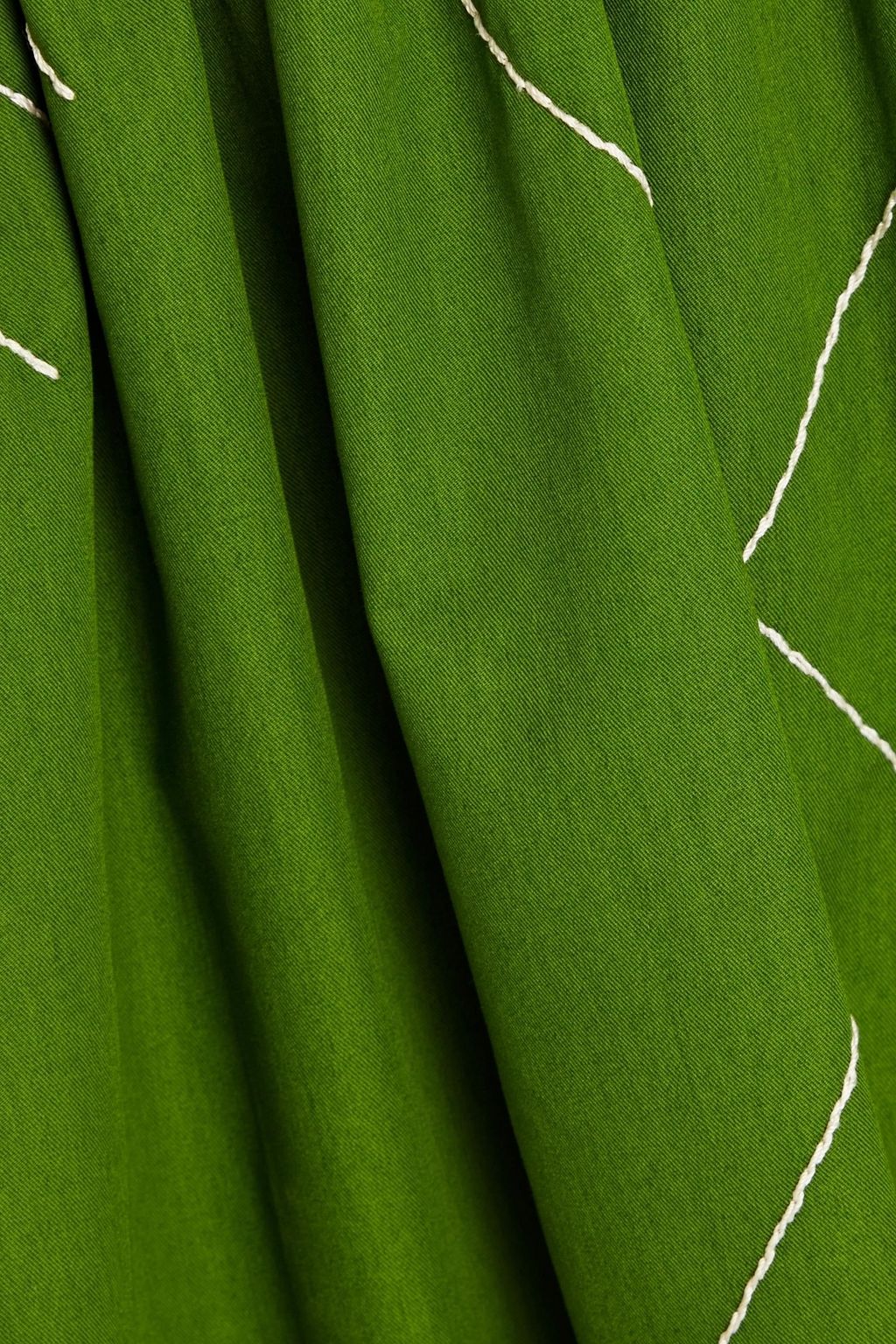 TORY BURCH Ruched crepe-paneled cotton-twill maxi dress