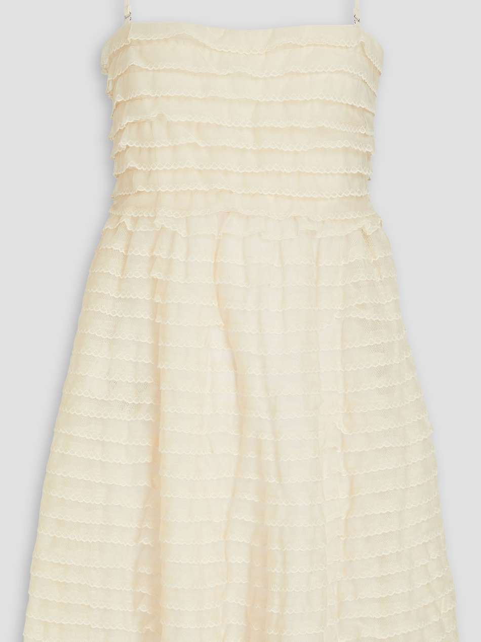 tiered scalloped tulle mini dress