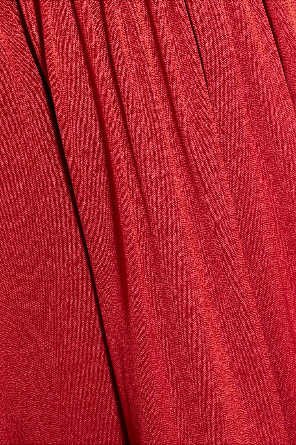 IRIS & INK Amara geraffte Bluse aus glänzendem Crêpe