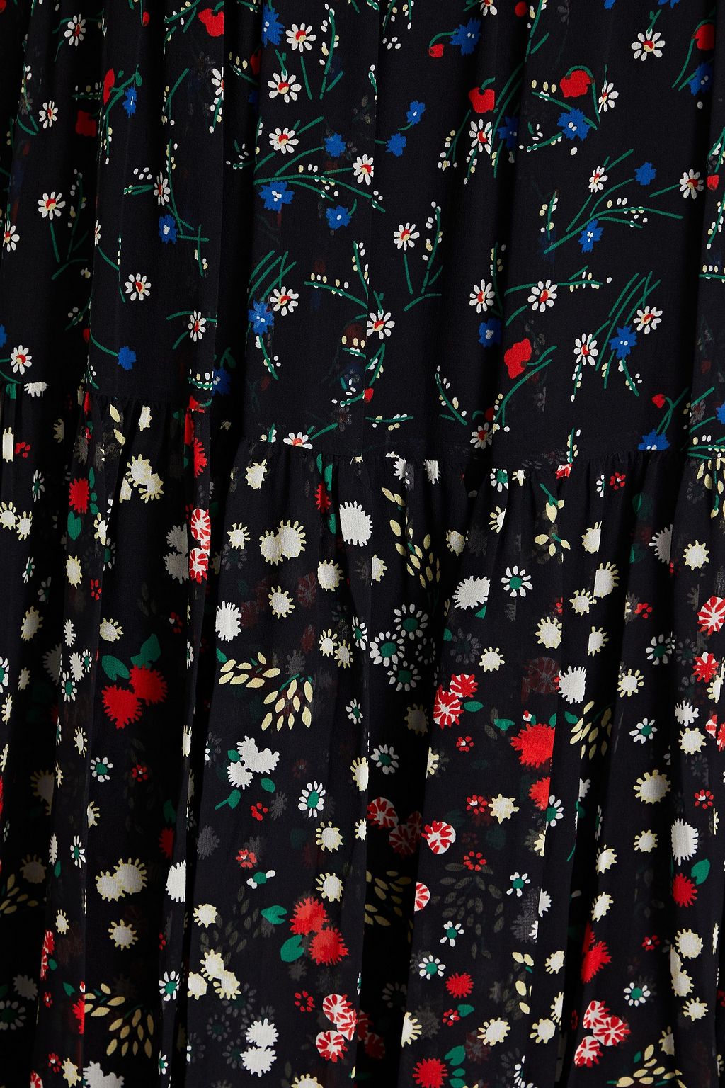 REDVALENTINO Tiered floral-print georgette midi dress