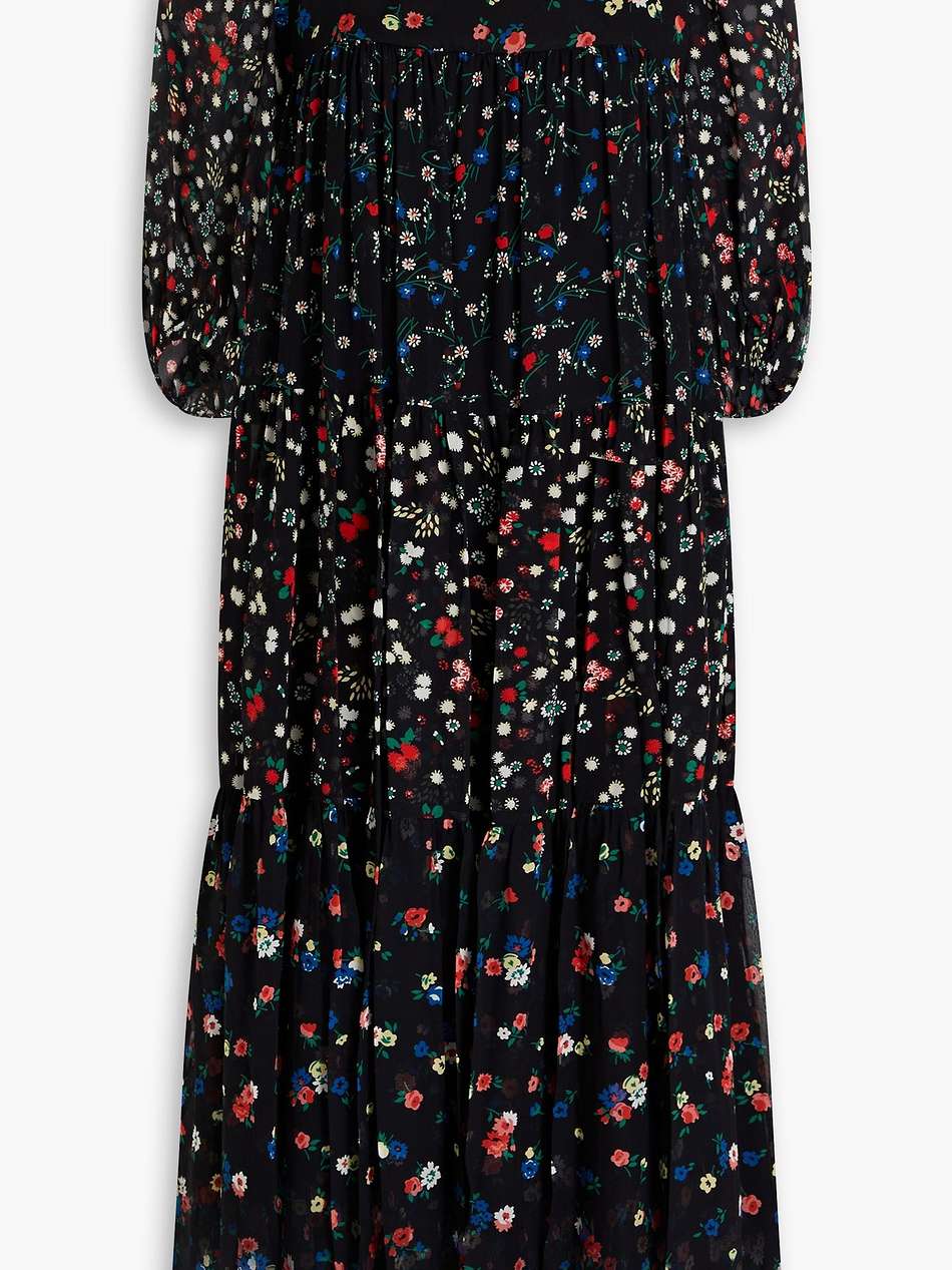 tiered floral-print georgette midi dress