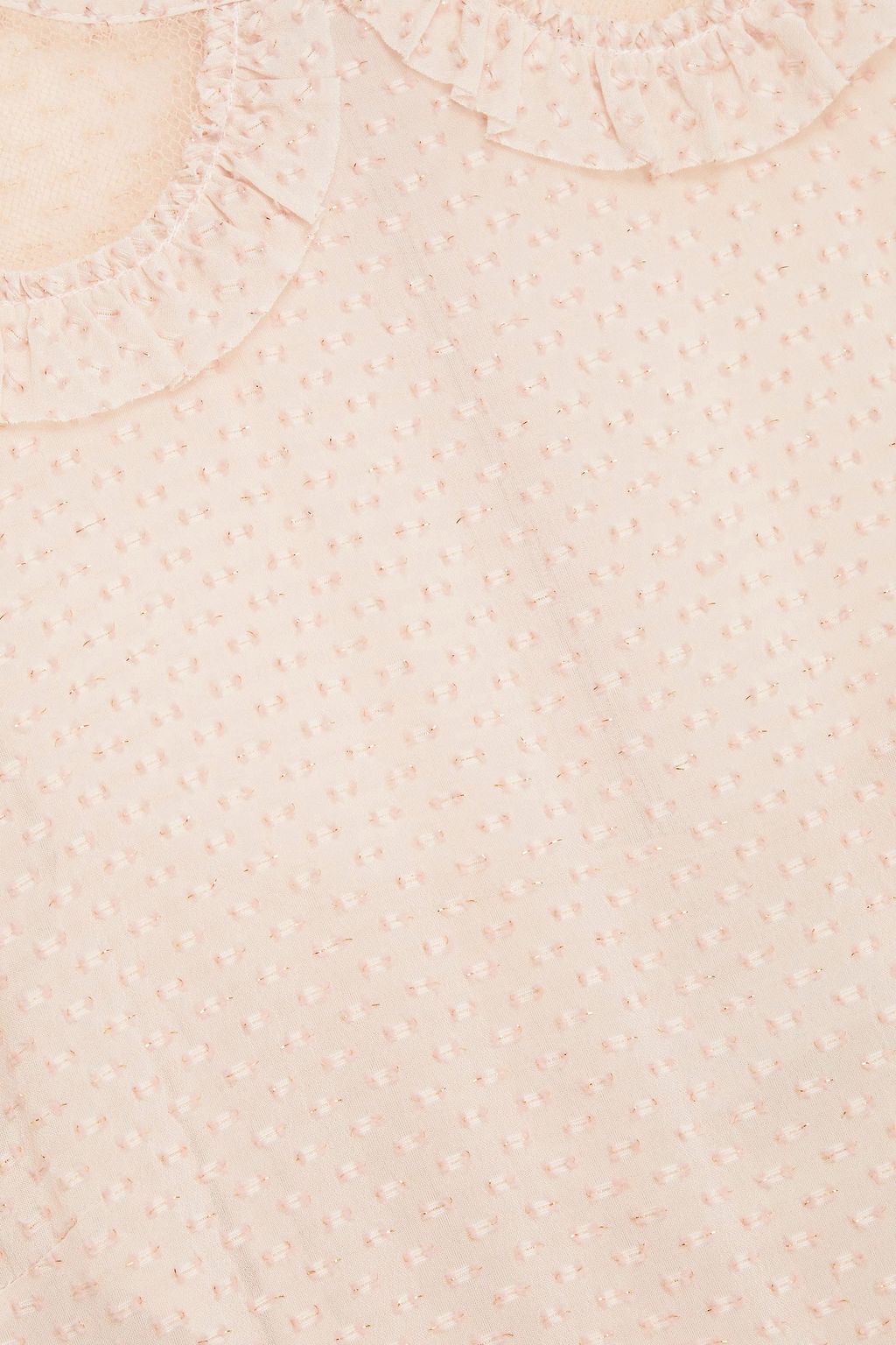 REDVALENTINO Gathered metallic fil coupé crepe de chine midi dress