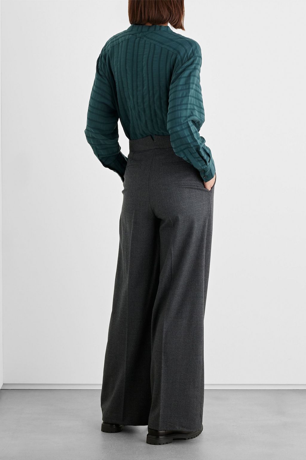 IRIS & INK Striped lyocell-blend jacquard shirt