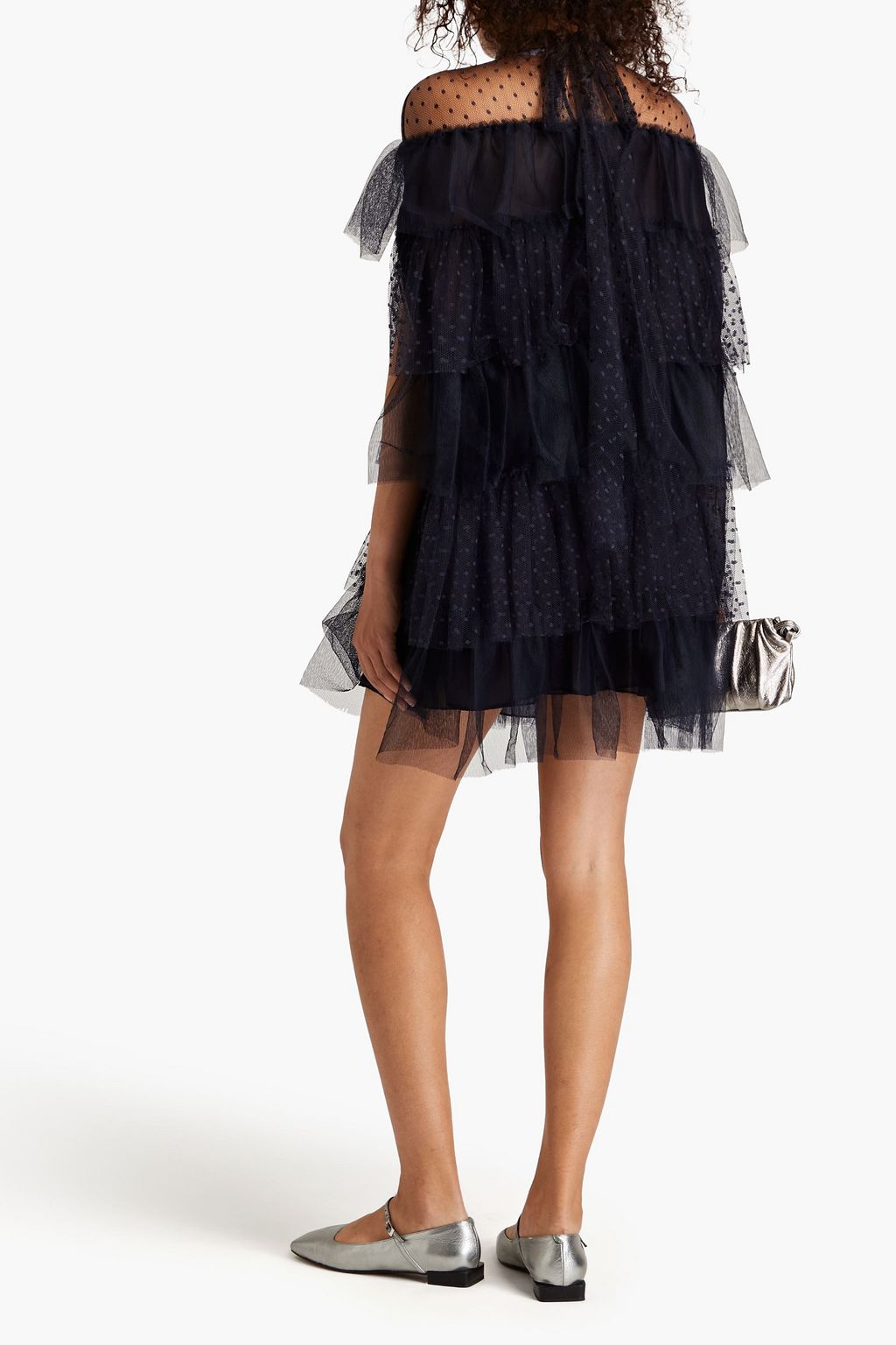 REDVALENTINO Tiered tulle and point d'esprit mini dress