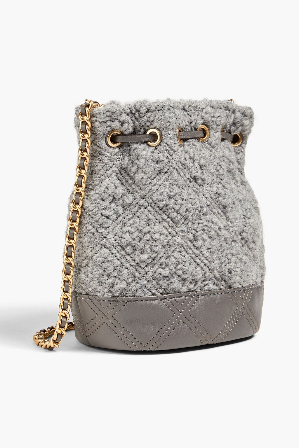 TORY BURCH Beuteltasche aus Leder und Bouclé