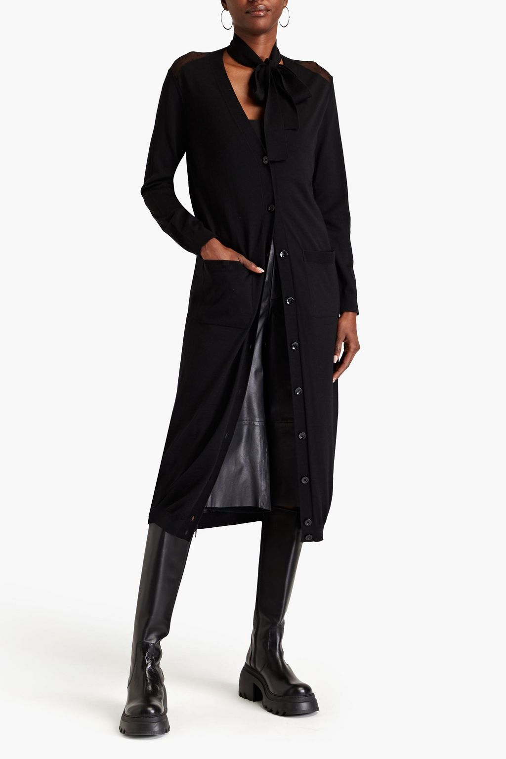 REDVALENTINO Pussy-bow wool cardigan
