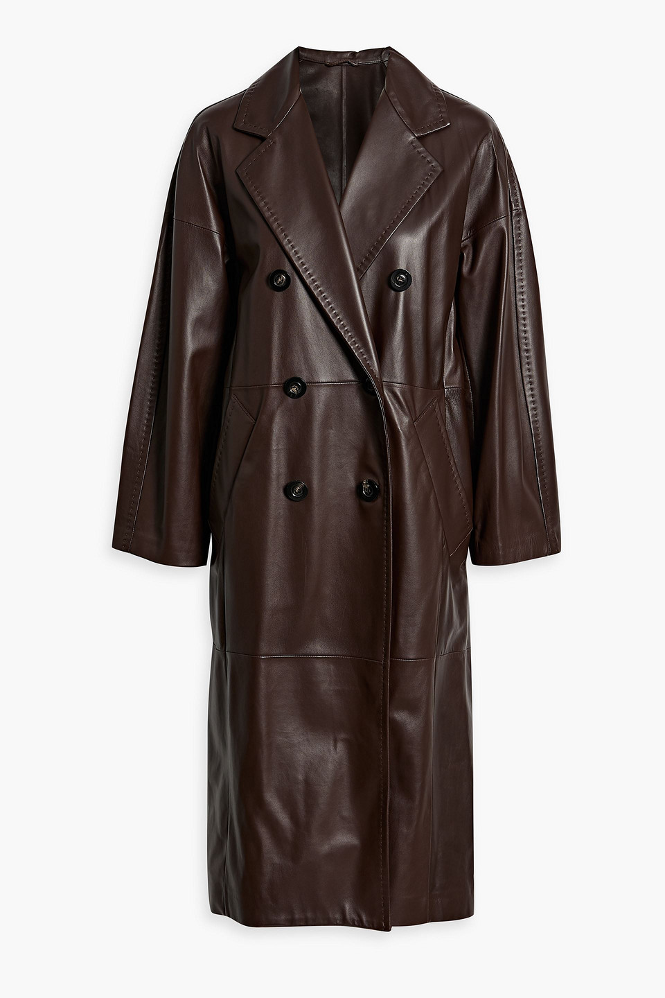 Ussuri double-breasted leather coat