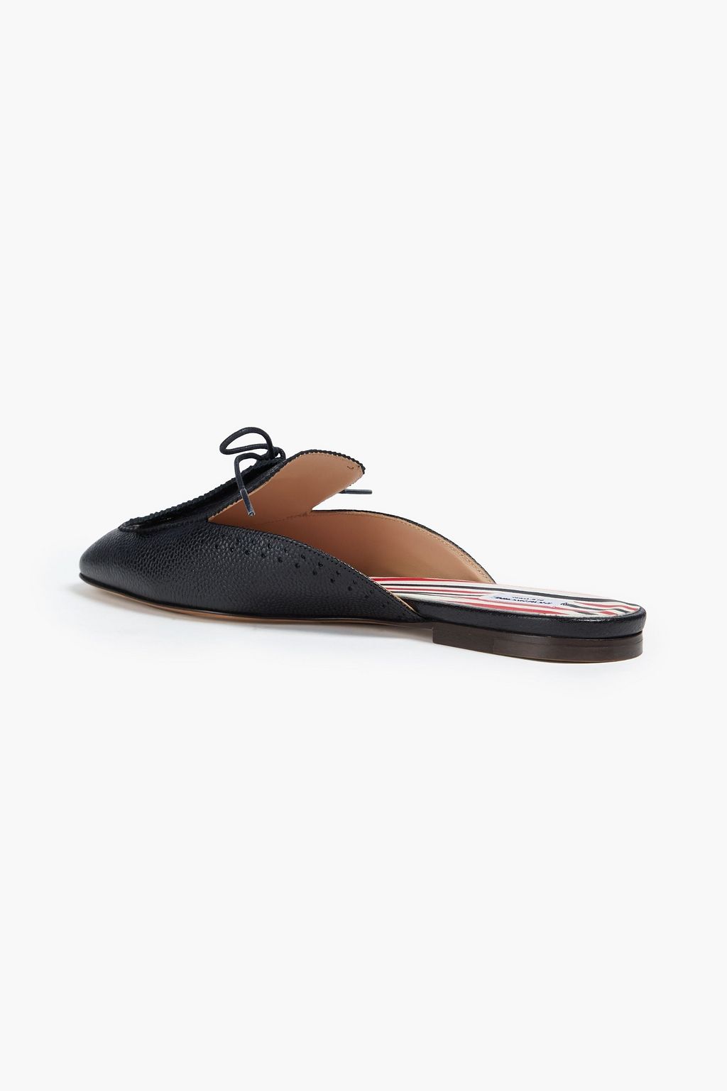 THOM BROWNE Fringed textured-leather slippers